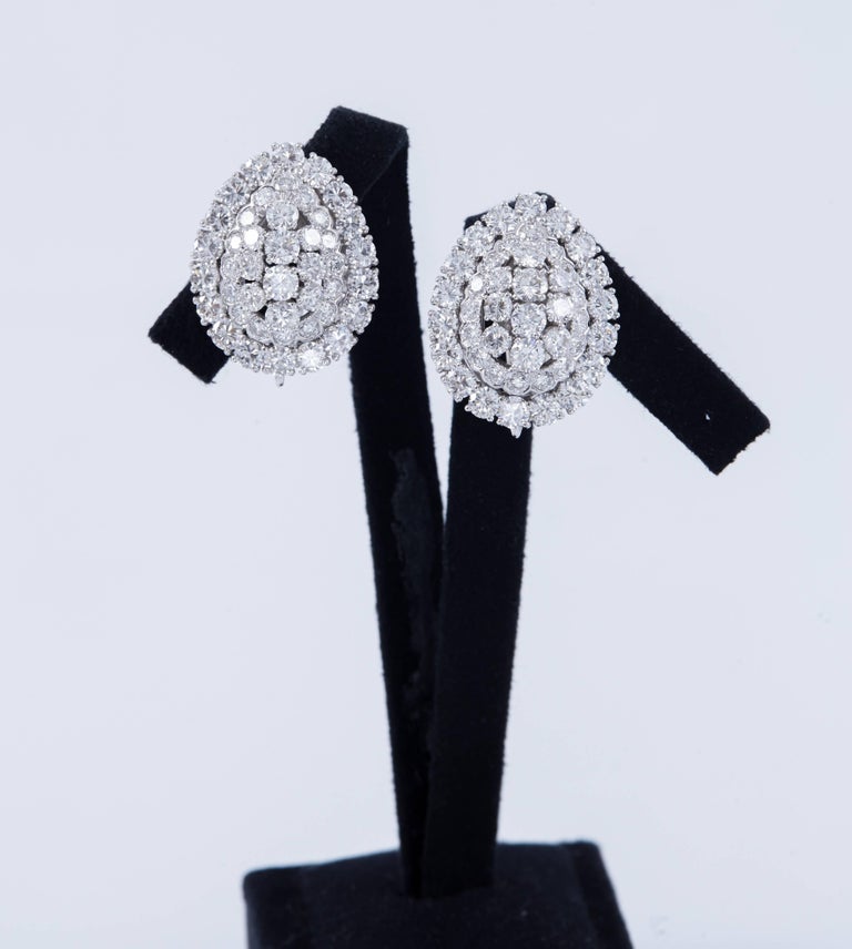 David Webb Diamond Platinum Earrings For Sale at 1stDibs