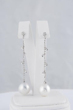 Dangling South Sea Pearl with Diamond Accent Earrings