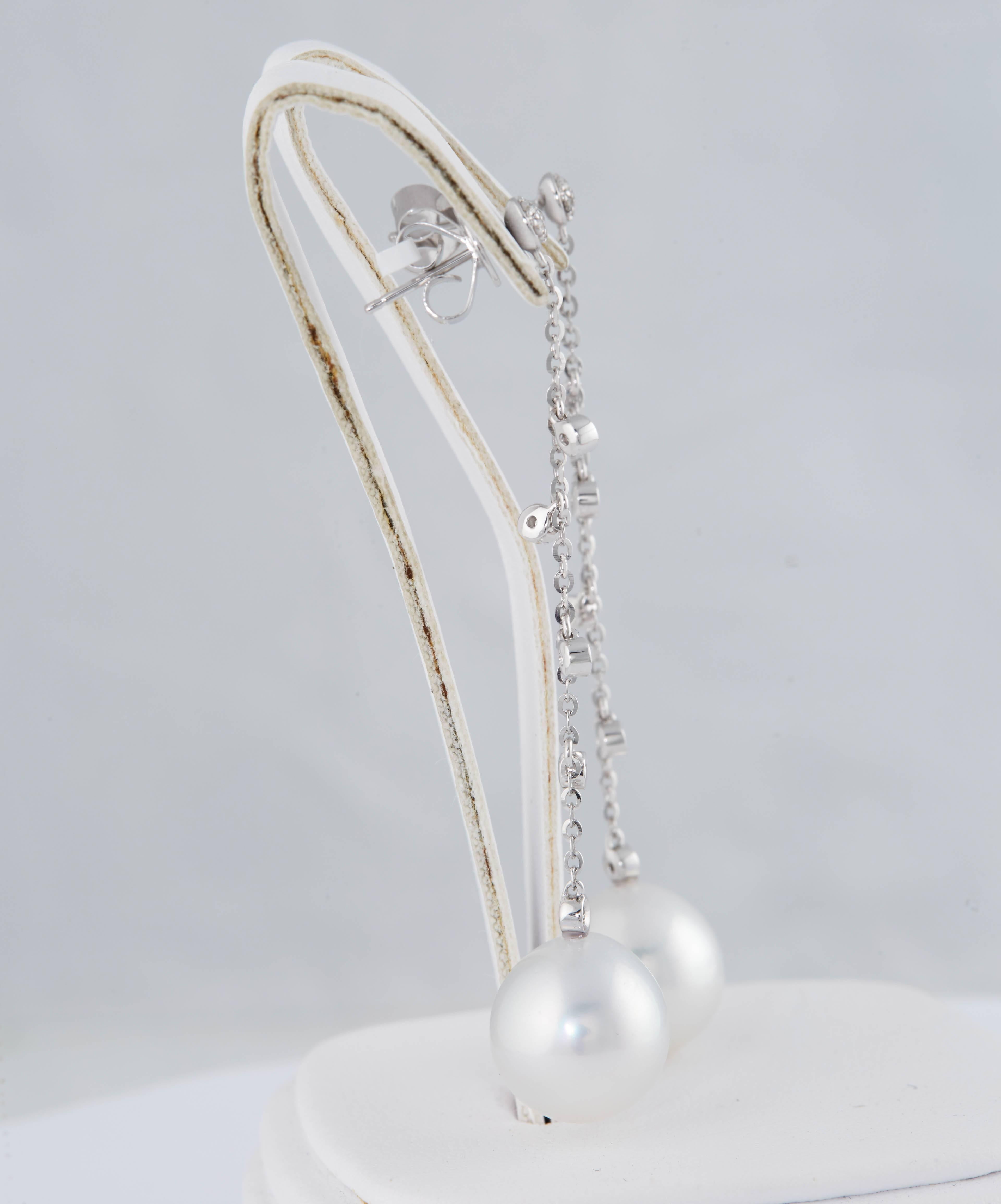 Dangling South Sea Pearl with Diamond Accent Earrings 1