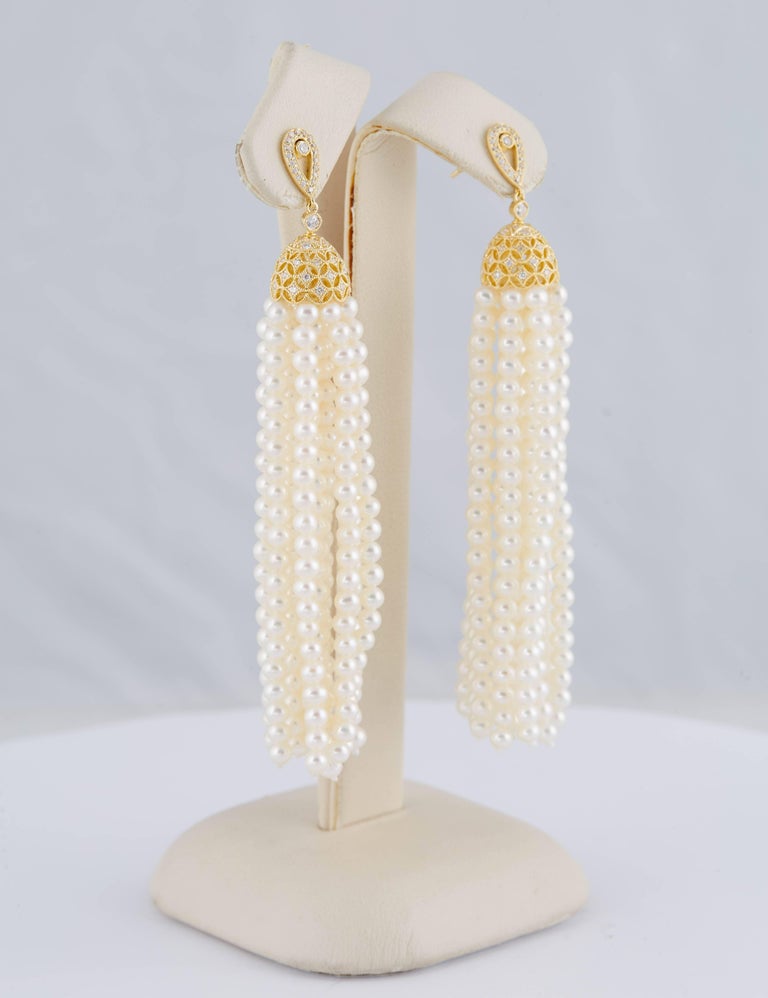 Seaglass and Pearl Tassel Earrings main image 0