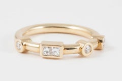 18K Yellow Gold "LOVE" Stacking Rings with Premium Cut F Color Diamond