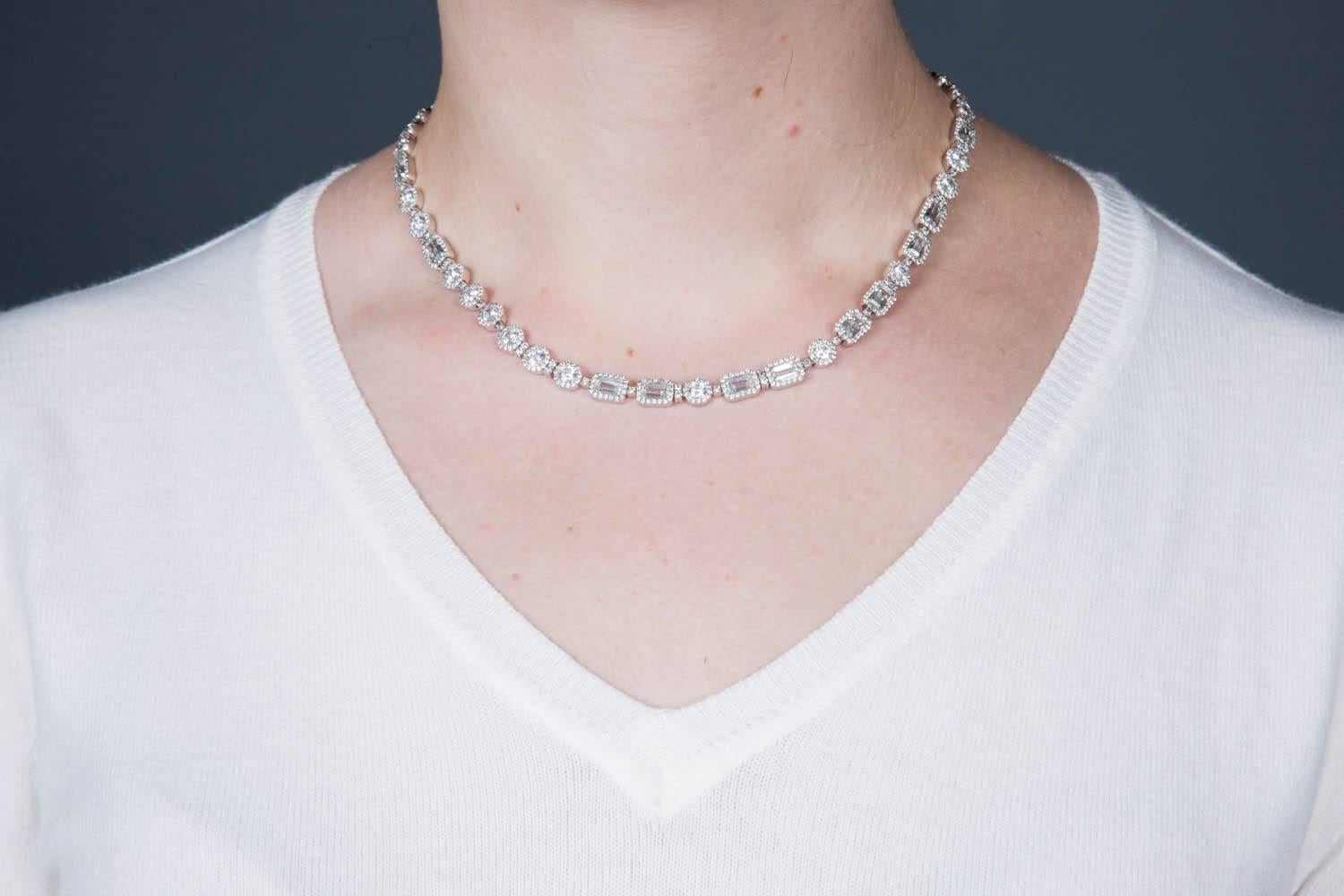 Silver and Crystal Necklace, Code by Edge 