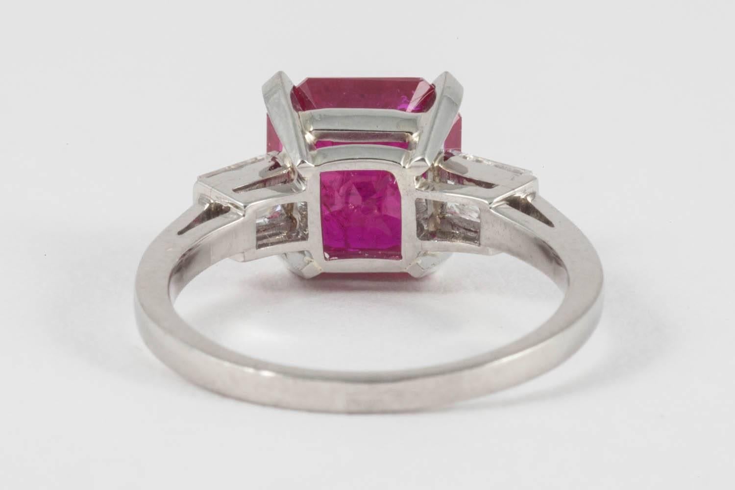 Women's Retirement Sale Art Deco Platinum and Diamond Mount Set with Ethical Ruby