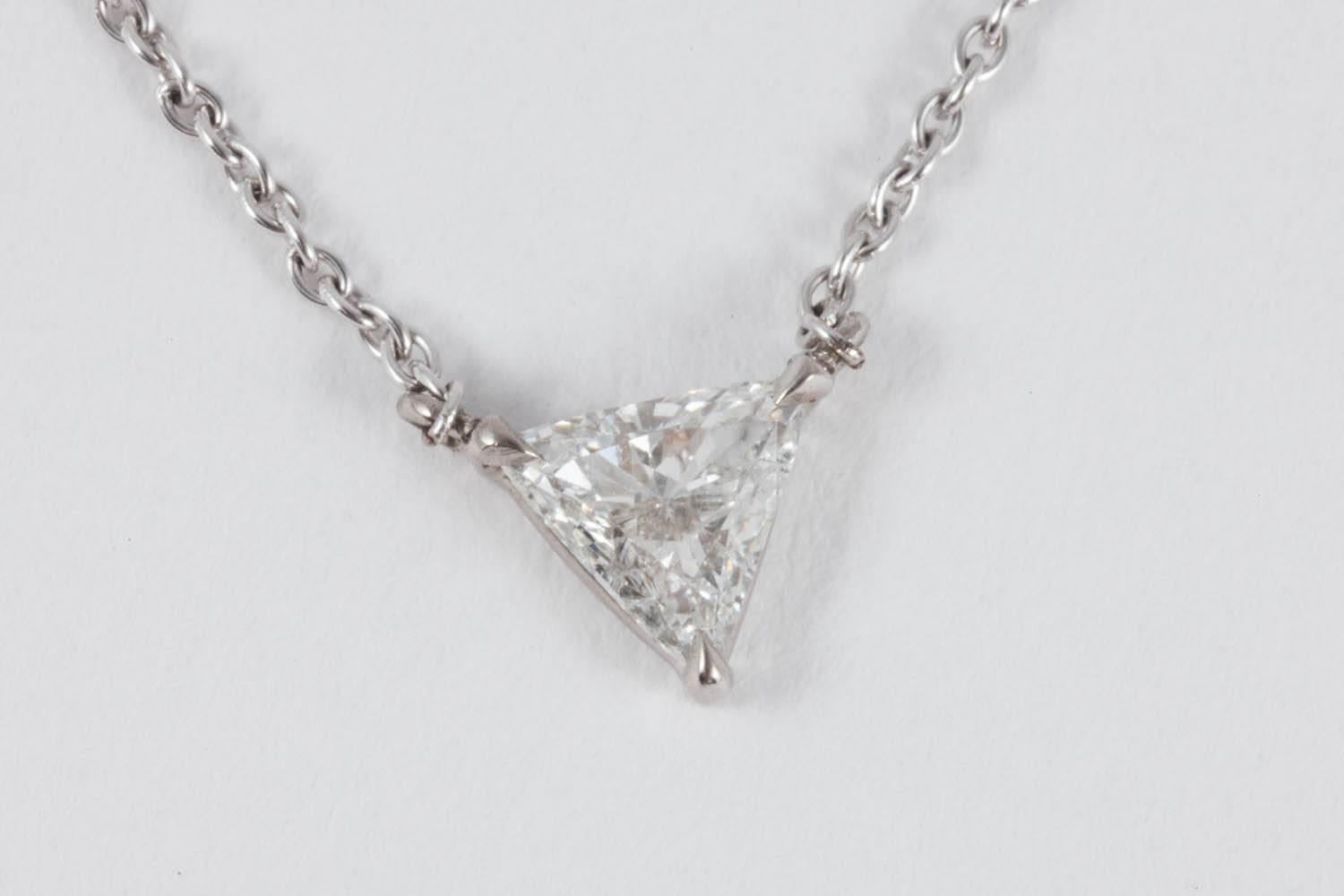 Trilliant Diamond Single Stone Pendant In New Condition In London, London