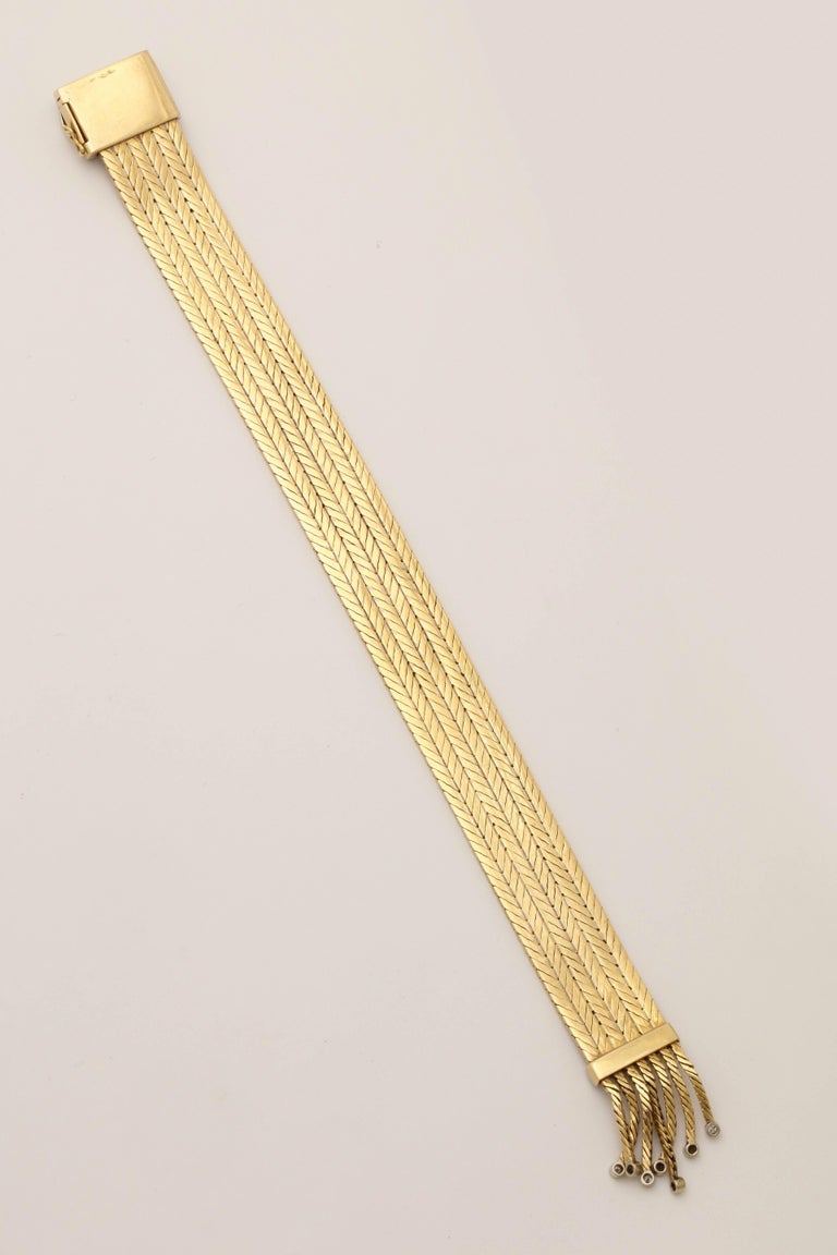 1950s Elegant Belt Strap Diamond Fringe Gold Flexible Tassel Bracelet