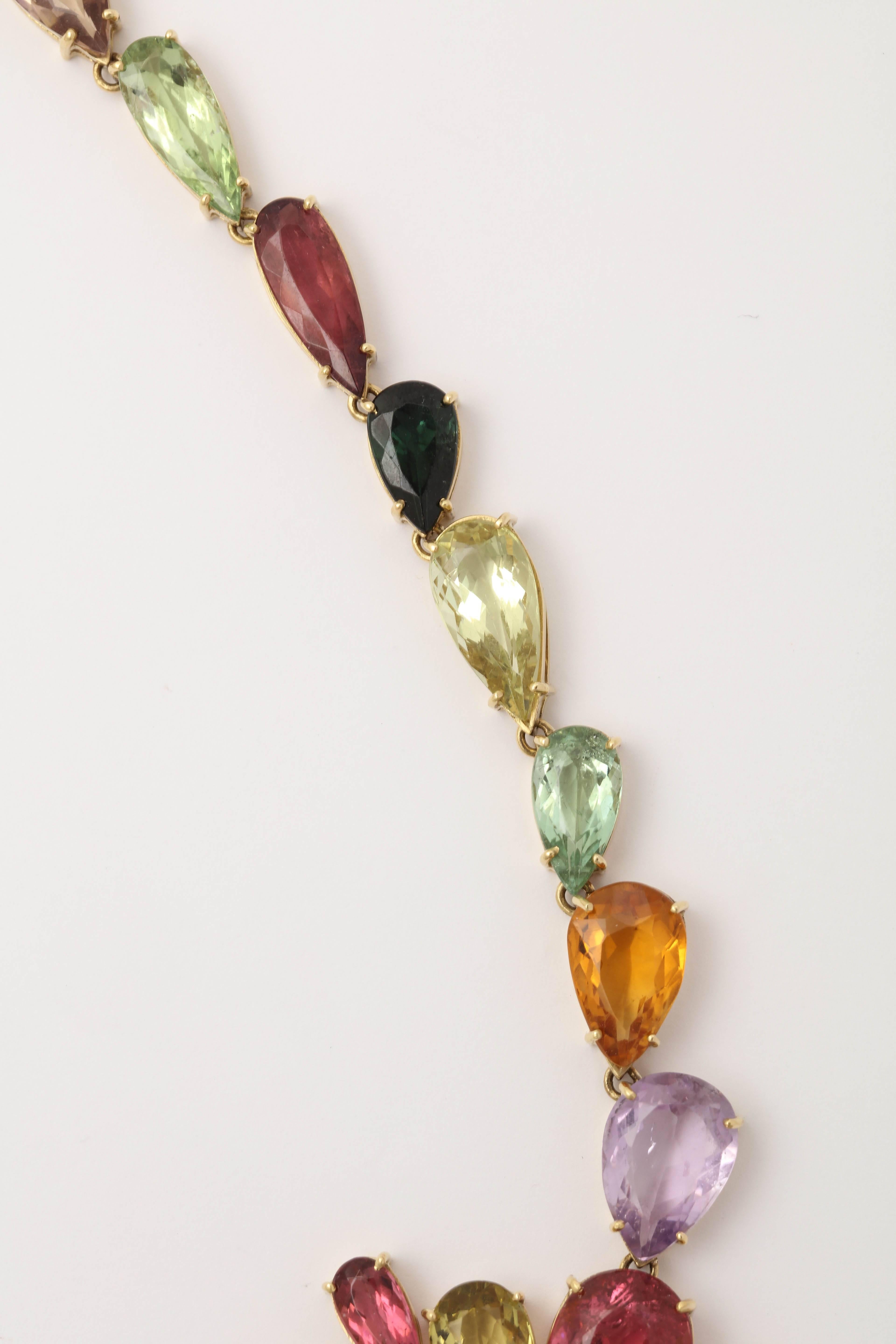 1970s  195 Carats of Multi-Colored Stones Diamond Collar Necklace 4