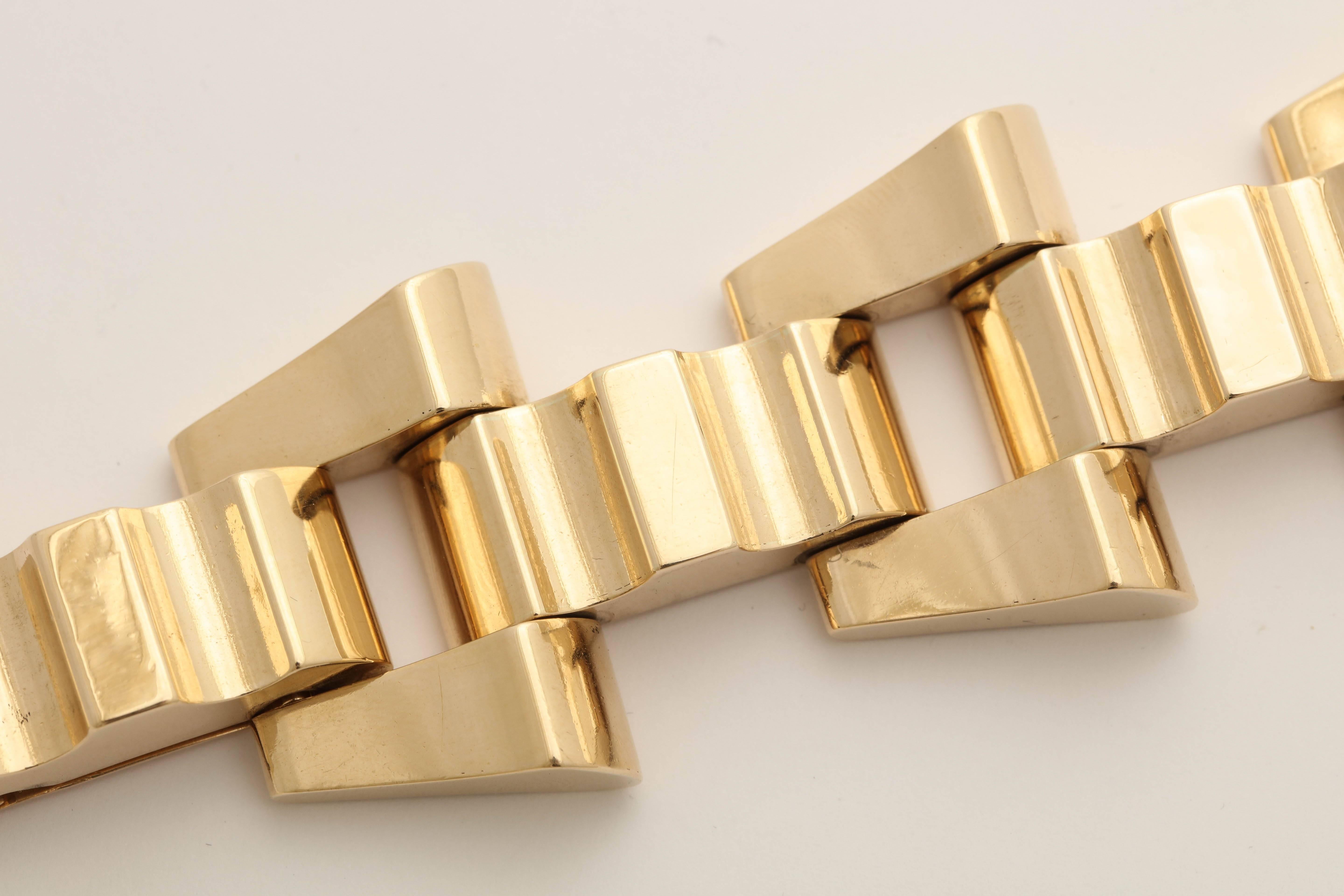 Women's 1940 Tiffany & Co. Architectural and Flexible Open Link Geometric Gold Bracelet