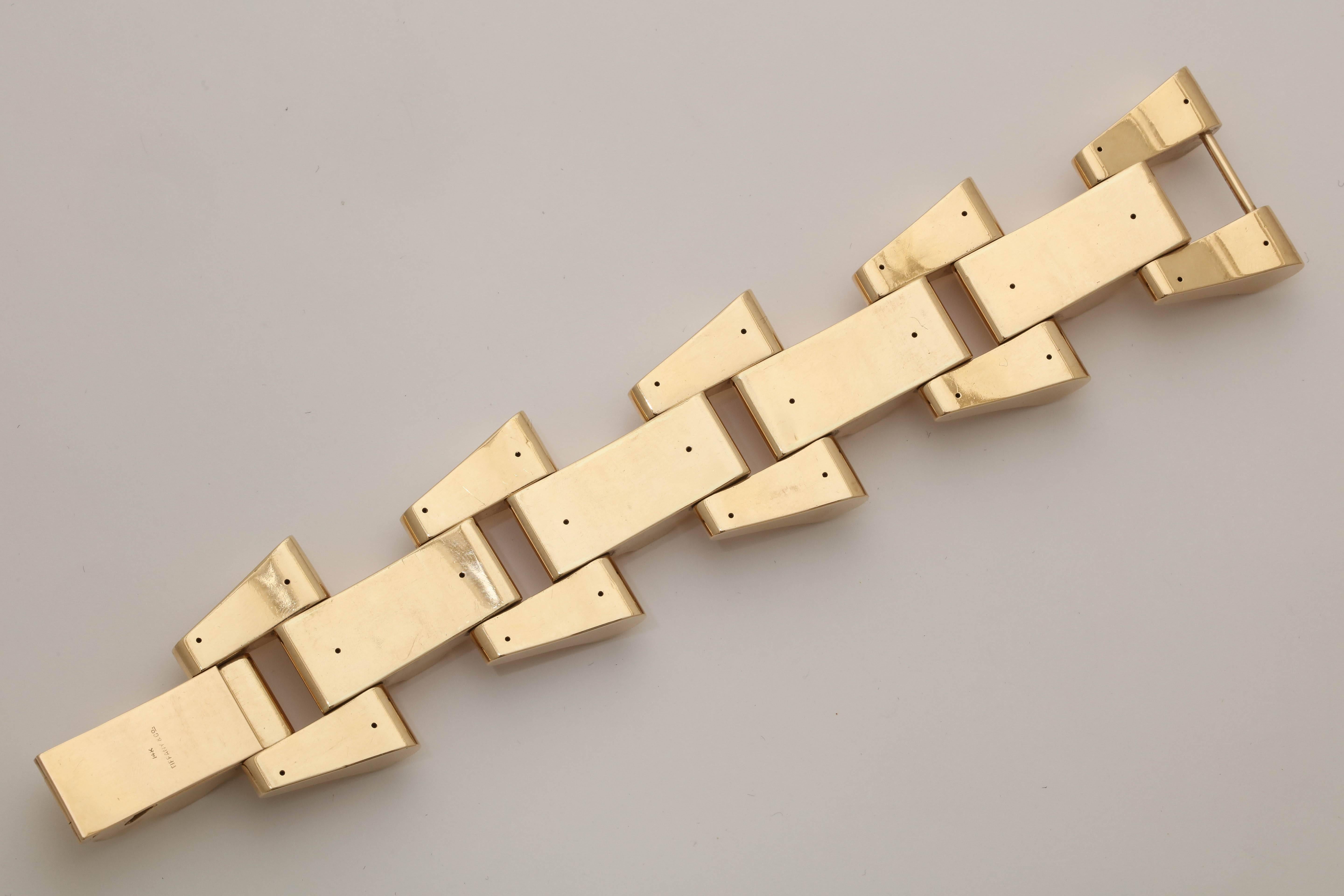 1940 Tiffany & Co. Architectural and Flexible Open Link Geometric Gold Bracelet 1
