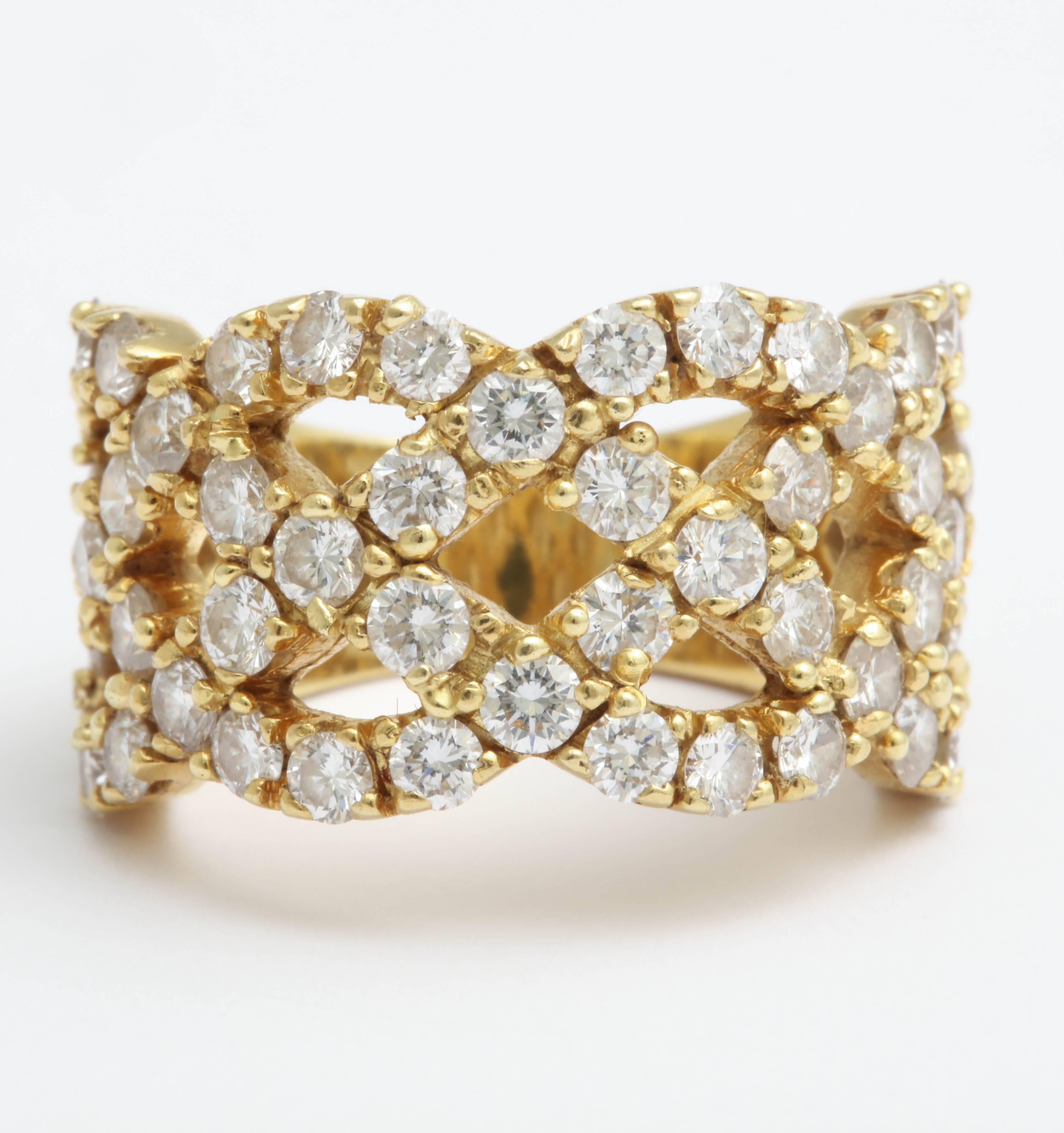 Contemporary Woven and Pierced Diamond Band
