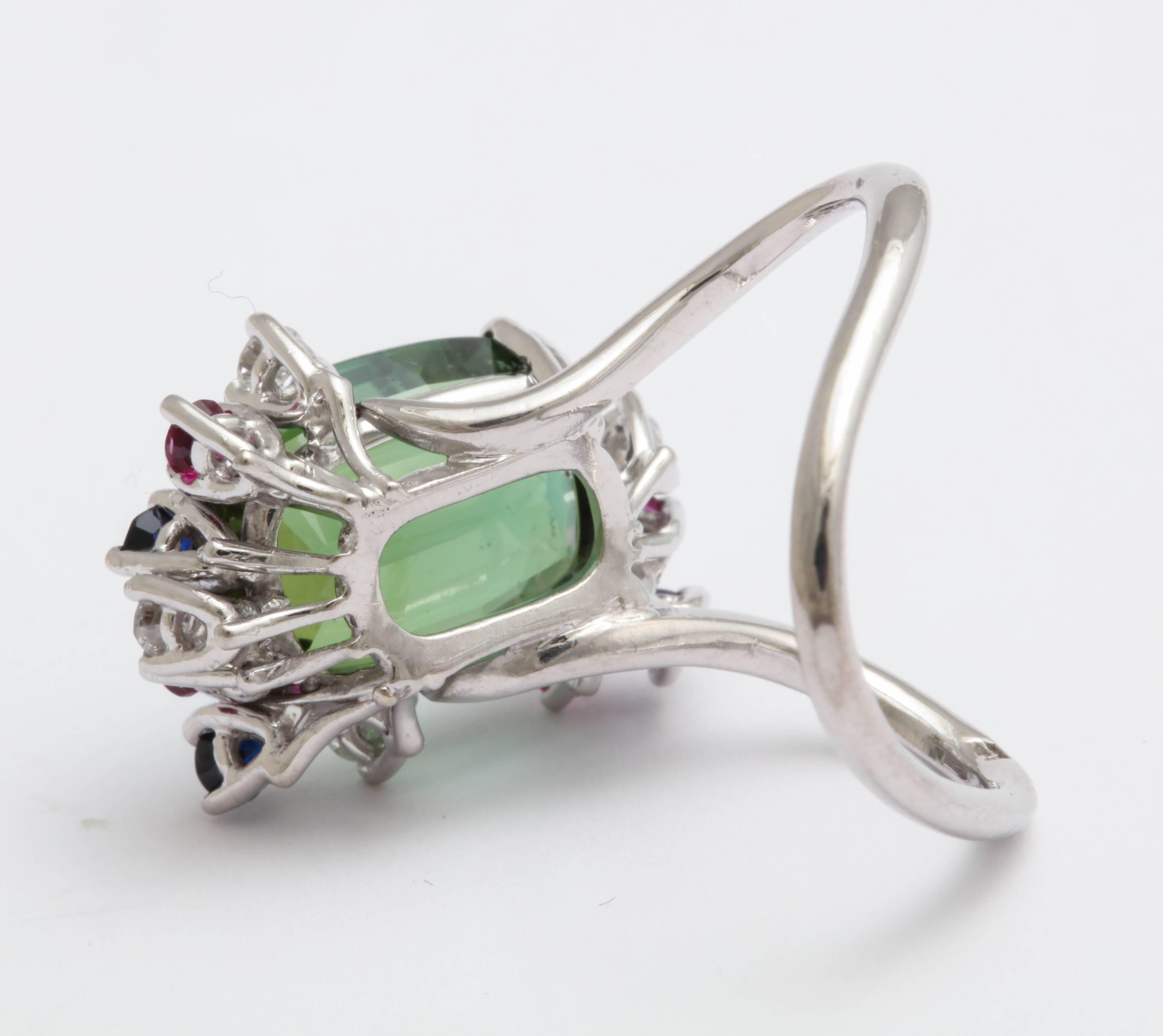 H Stern Green Tourmaline and Precious Stone Modernist Ring In Excellent Condition In New York, NY