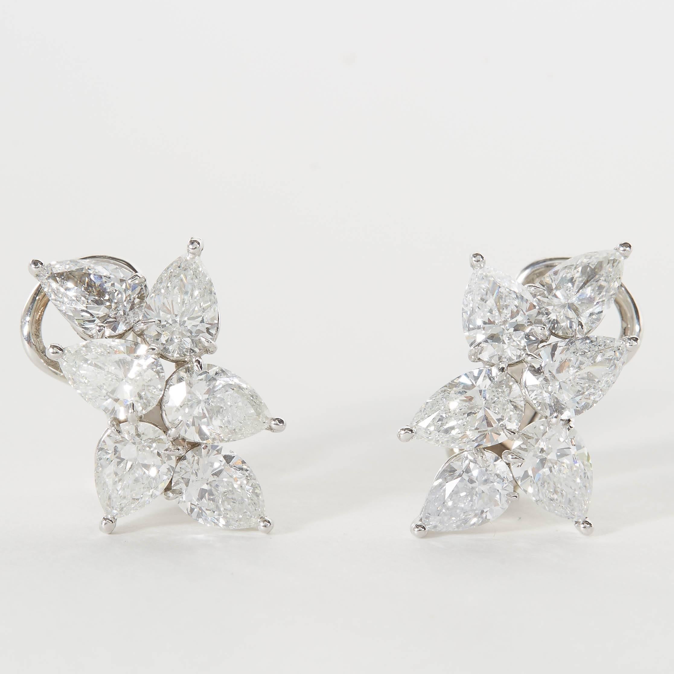 Boucles d'oreilles grappe classiques de diamants en vente 1