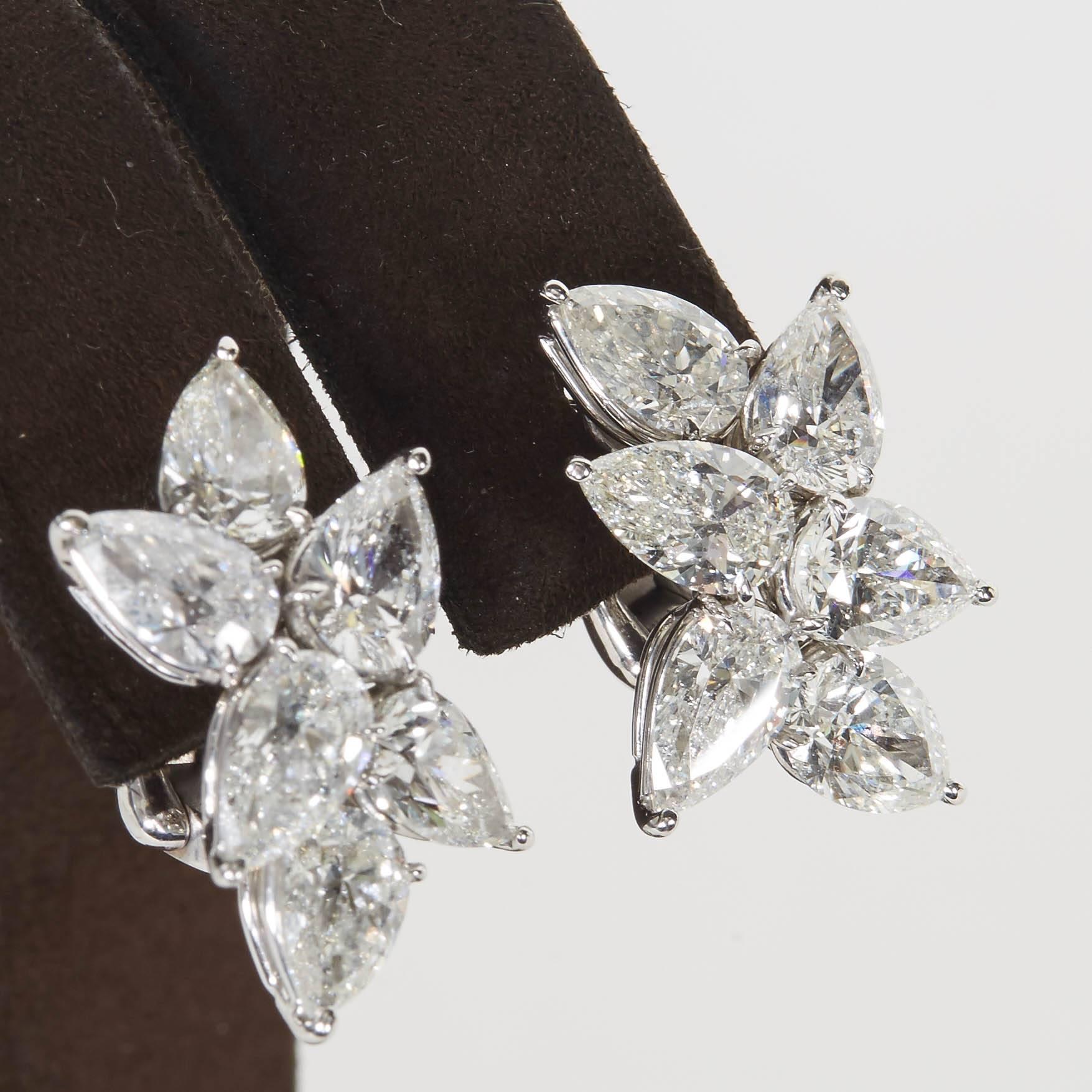 Pear Cut Classic Diamond Cluster Earrings