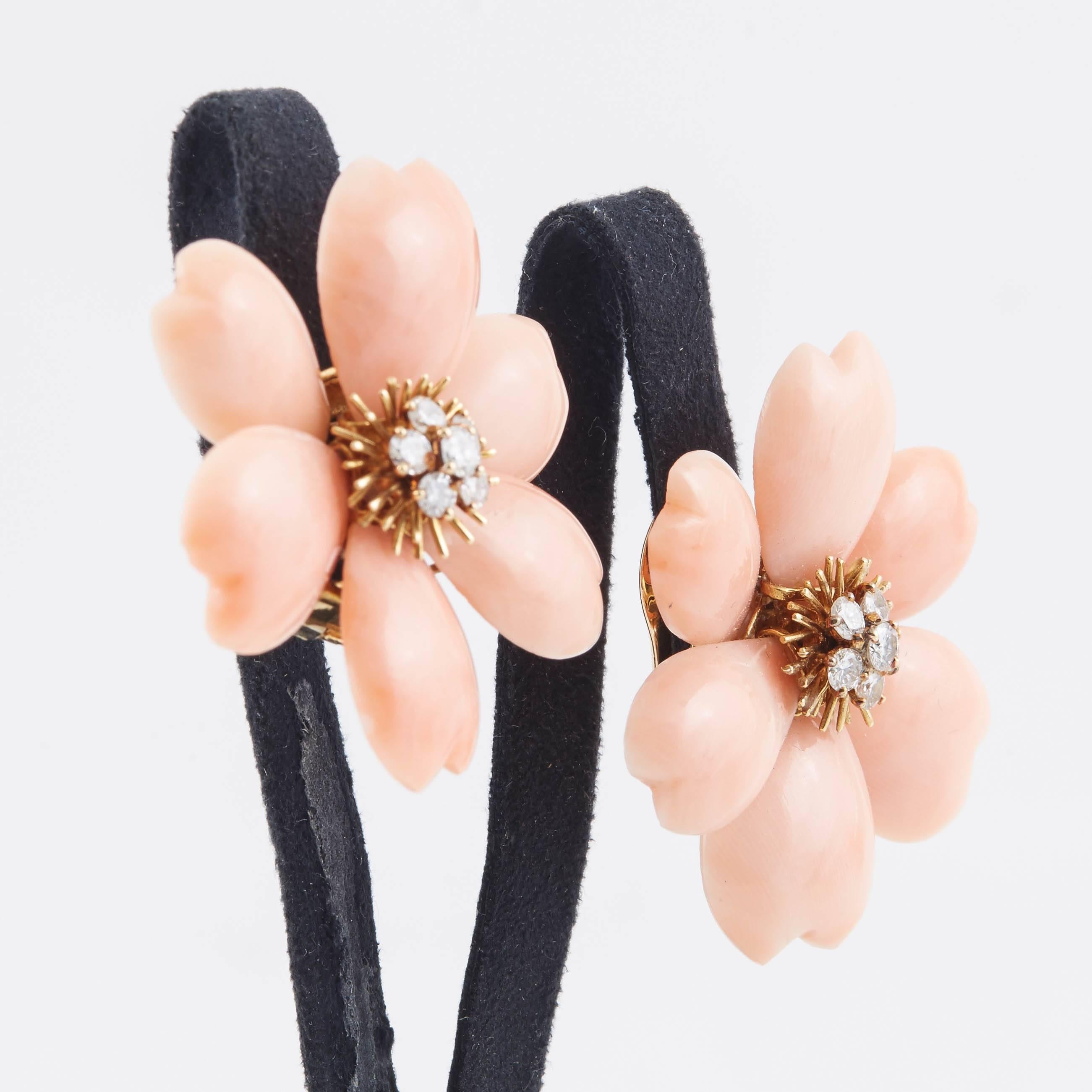 Women's Van Cleef & Arpels Rose De Noel Coral Earrings
