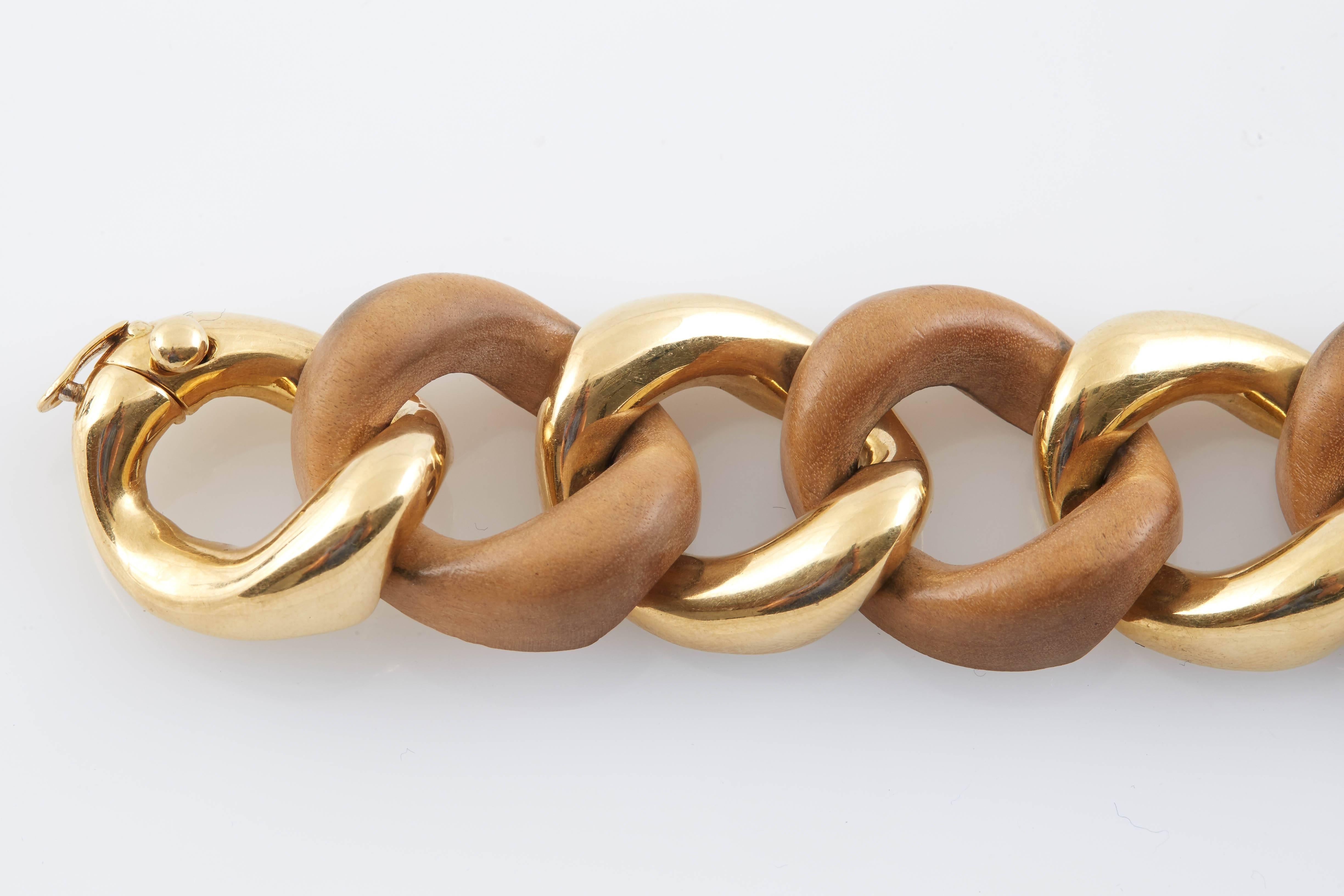 Seaman Schepps Gold and Wood Bracelet In Excellent Condition In New York, NY