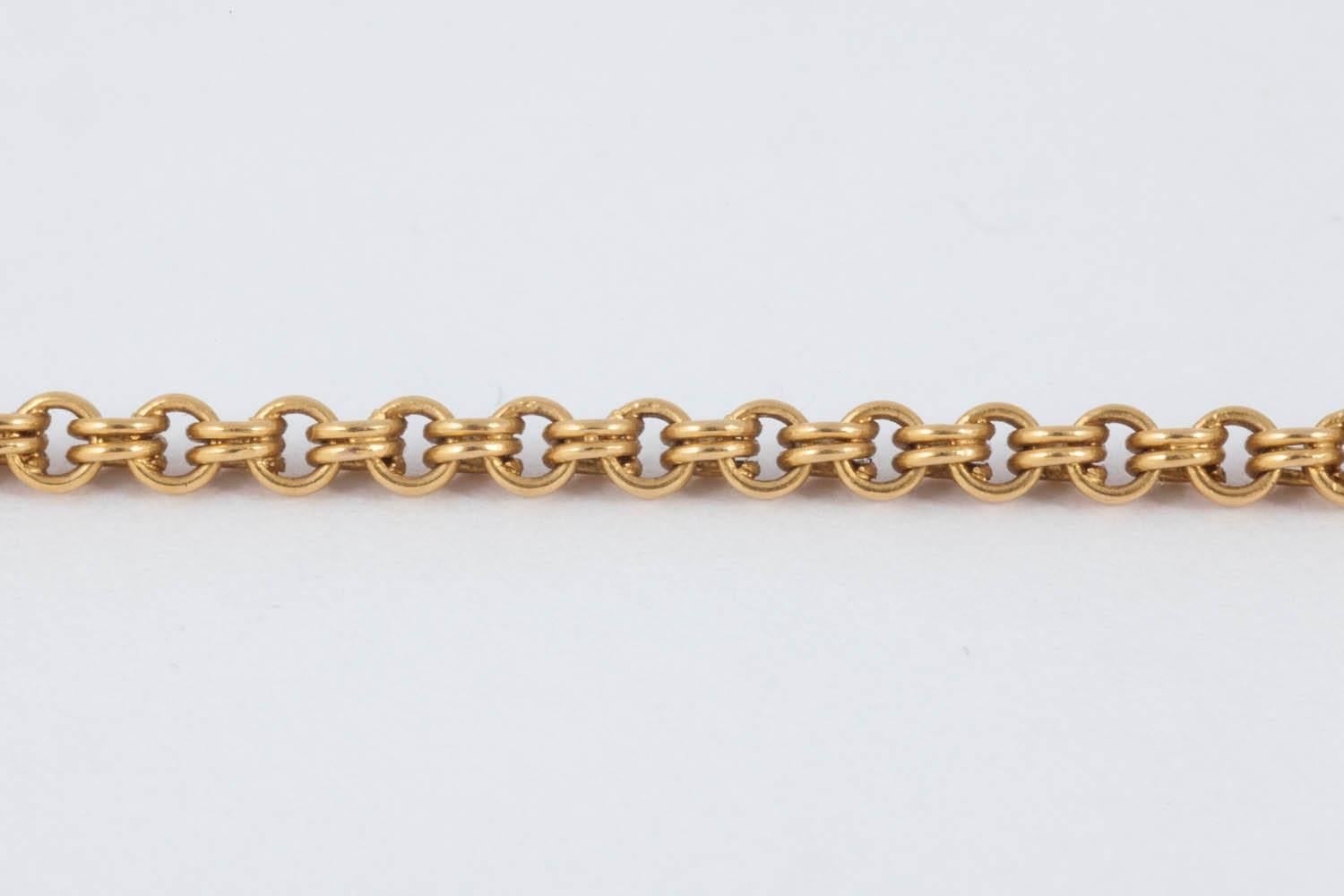 Women's Double Link Long Chain Necklace in 18 Karat Yellow Gold, French, circa 1890