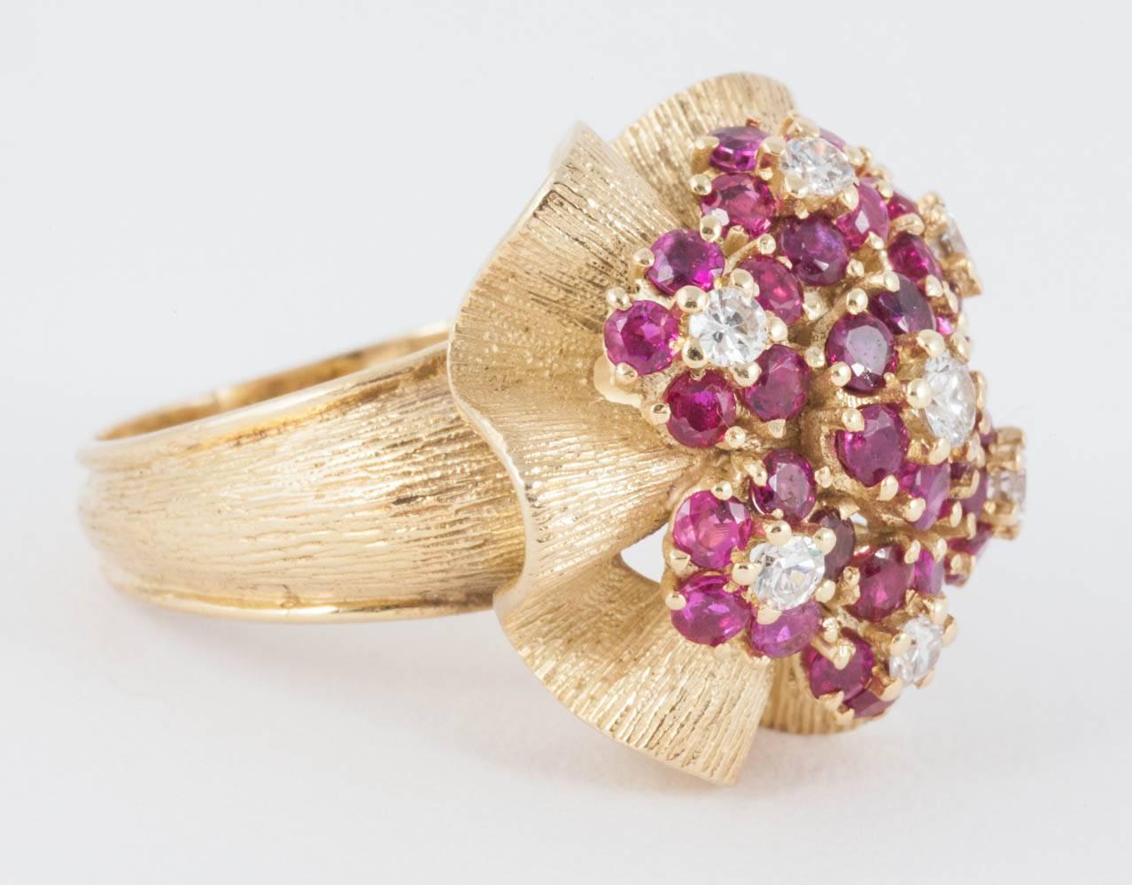 Modern Ruby and Diamond Dress Ring by Ben Rosenfeld For Sale