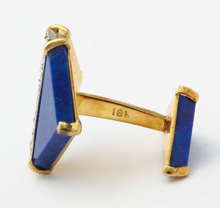 Lapis Lazuli and Diamond Cufflinks For Sale 2