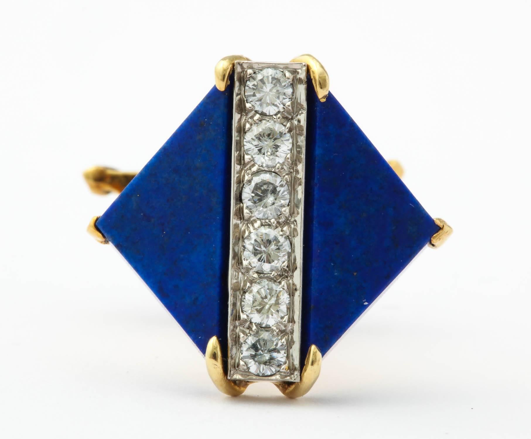 Boutons de manchette en lapis-lazuli et diamants en vente 5