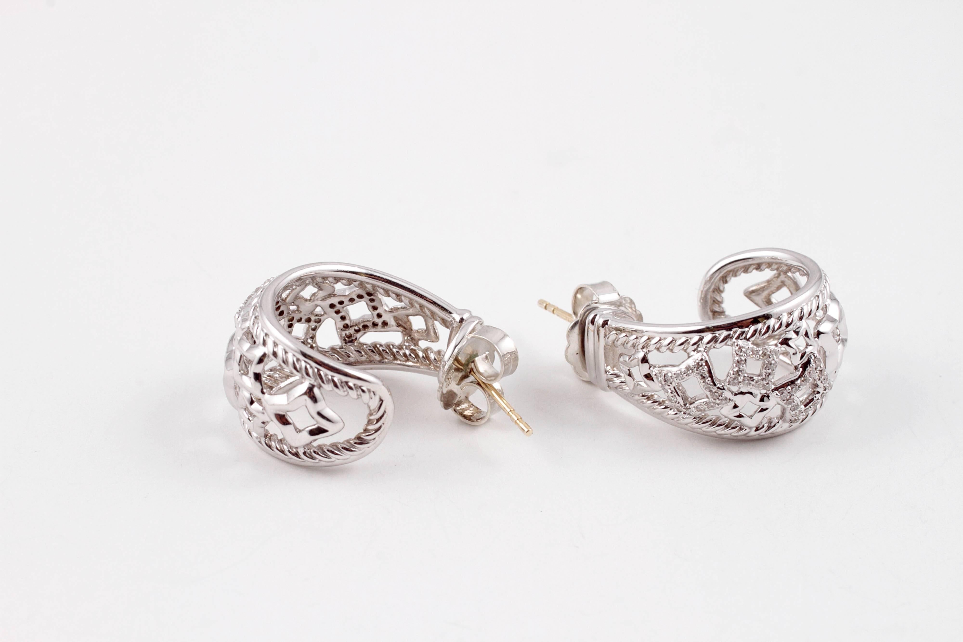 David Yurman Diamond Quatrefoil Earrings 2