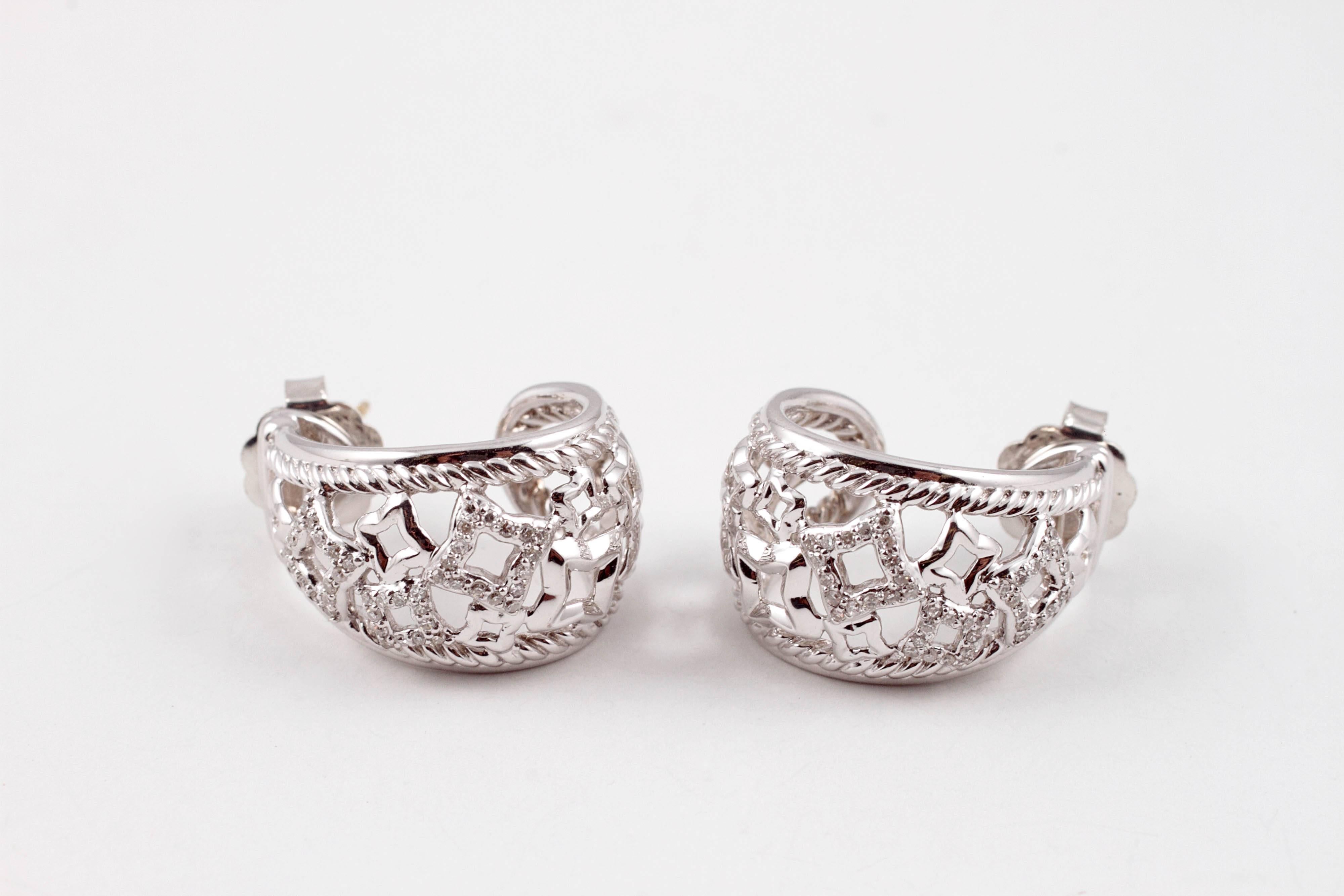 David Yurman Diamond Quatrefoil Earrings 4