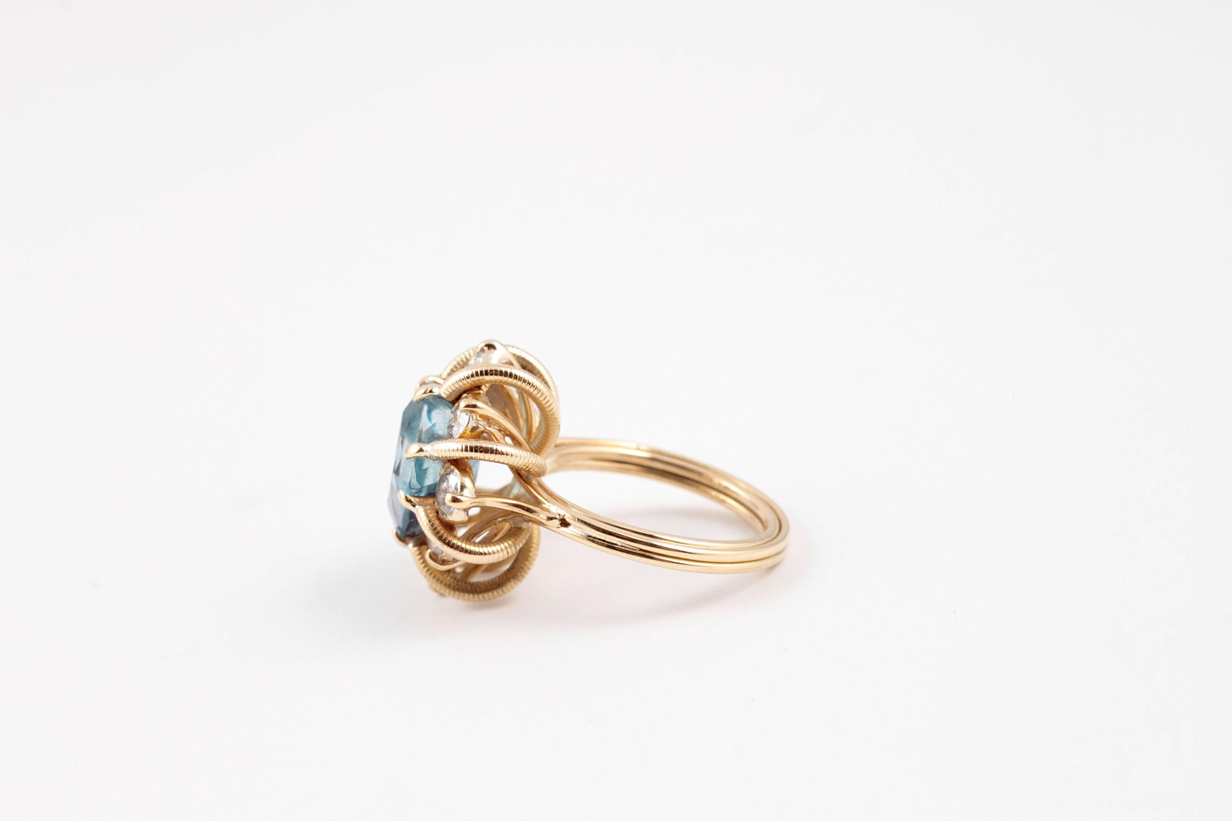 De las mujeres Fabuloso anillo de aguamarina de 3,00 quilates y diamantes de 1,30 quilates en venta