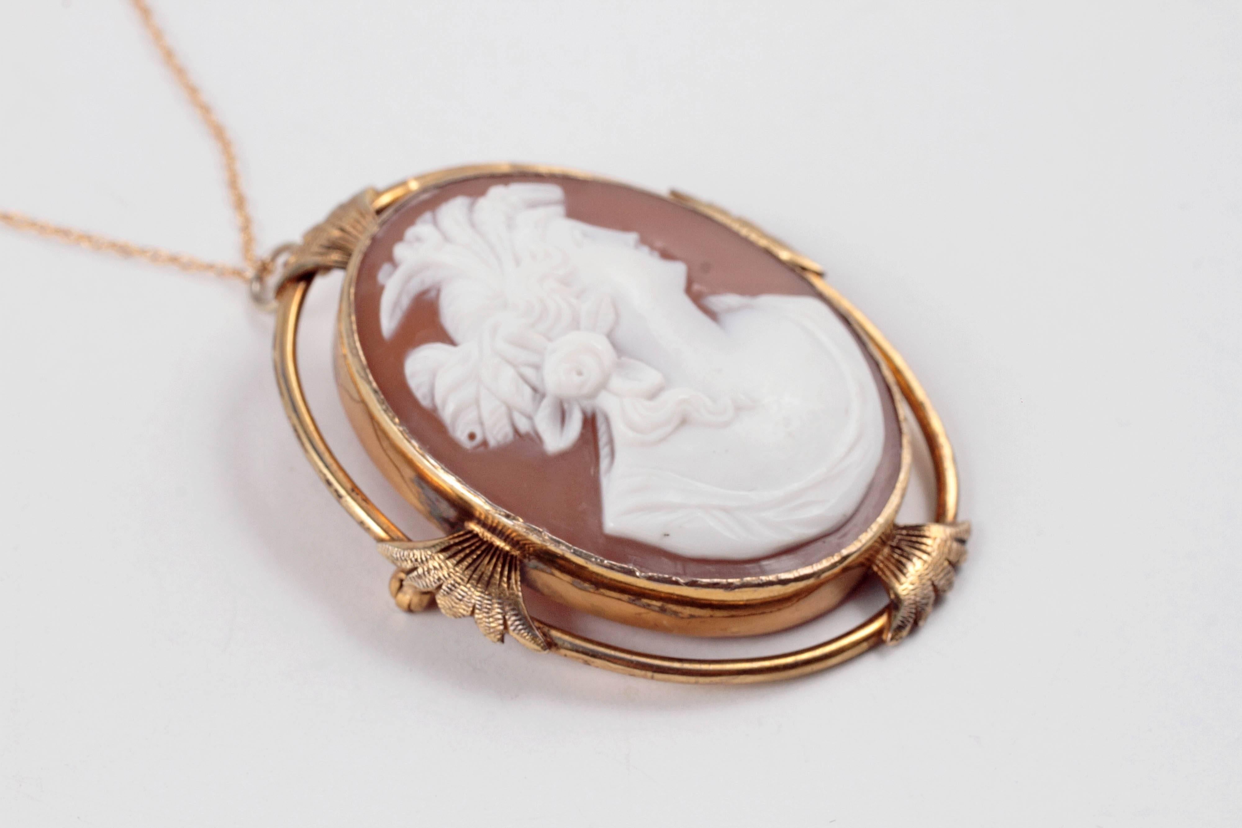 Victorian Gold Filled Shell Cameo Pendant 1
