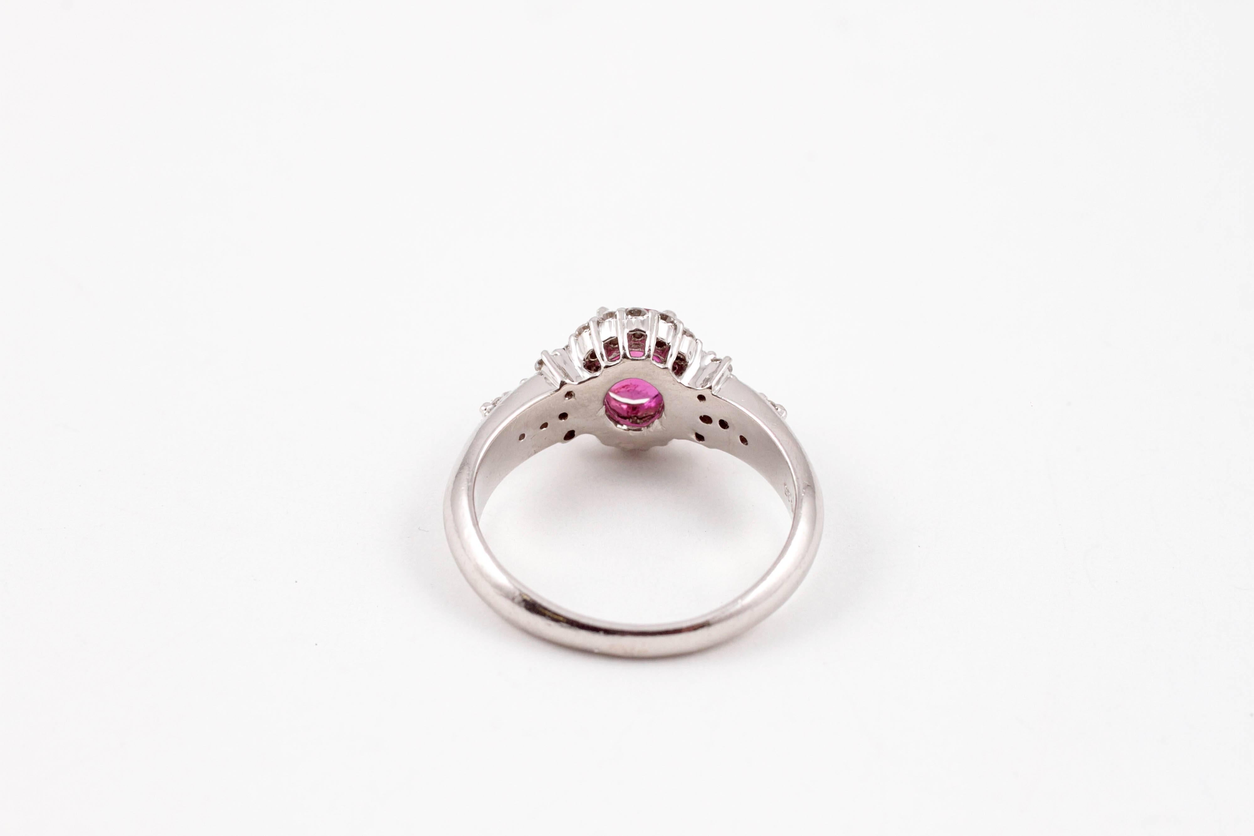 Women's 1.15 Carat Burma Ruby Diamond Ring in Platinum For Sale