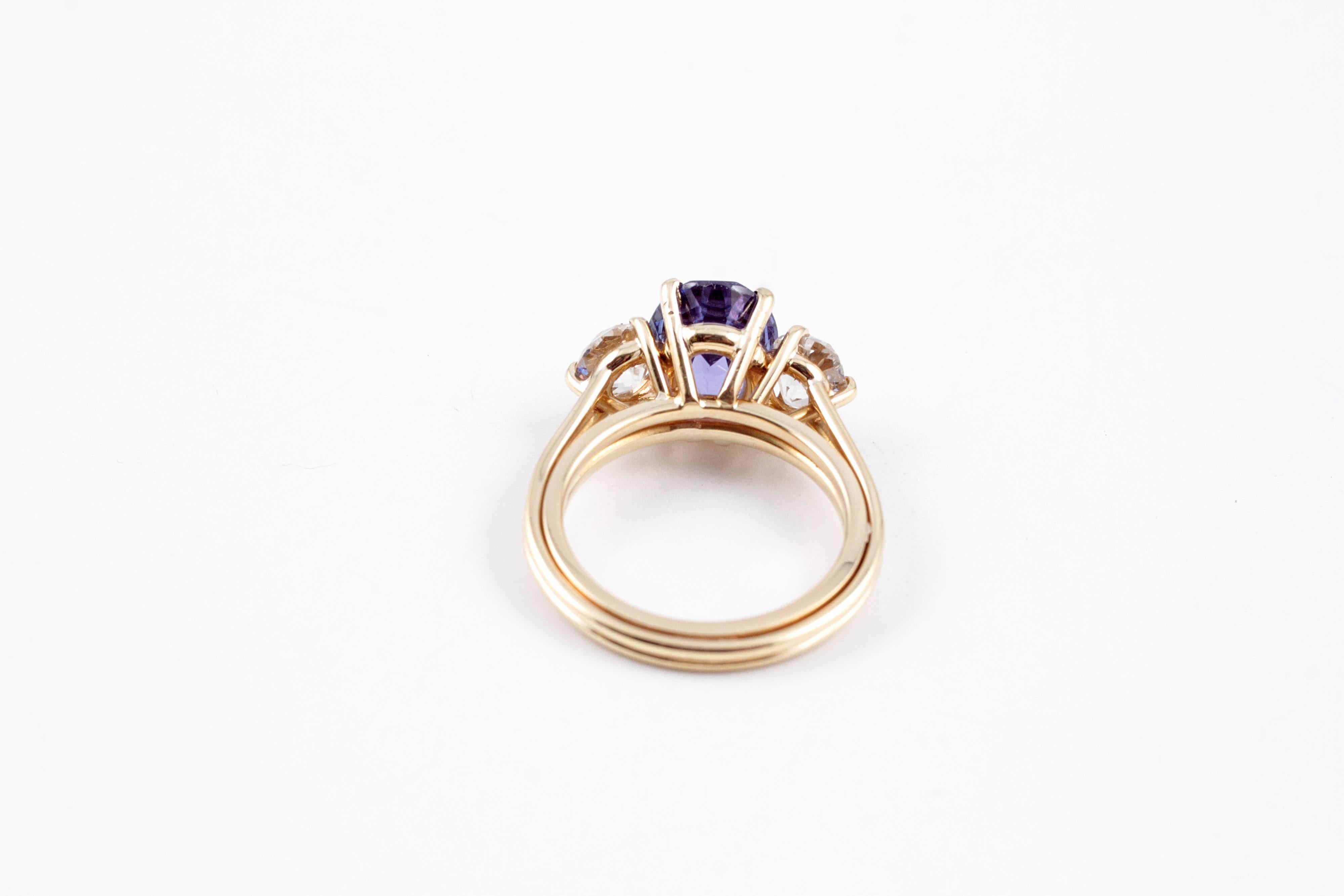 Stunning 2.96 Carat Tanzanite 1.50 Carat Diamond Ring For Sale 1