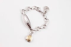 "Saint" By Sarah Jane Sheldon Turtle ID Bracelet Yellow Gold Sterling Silver