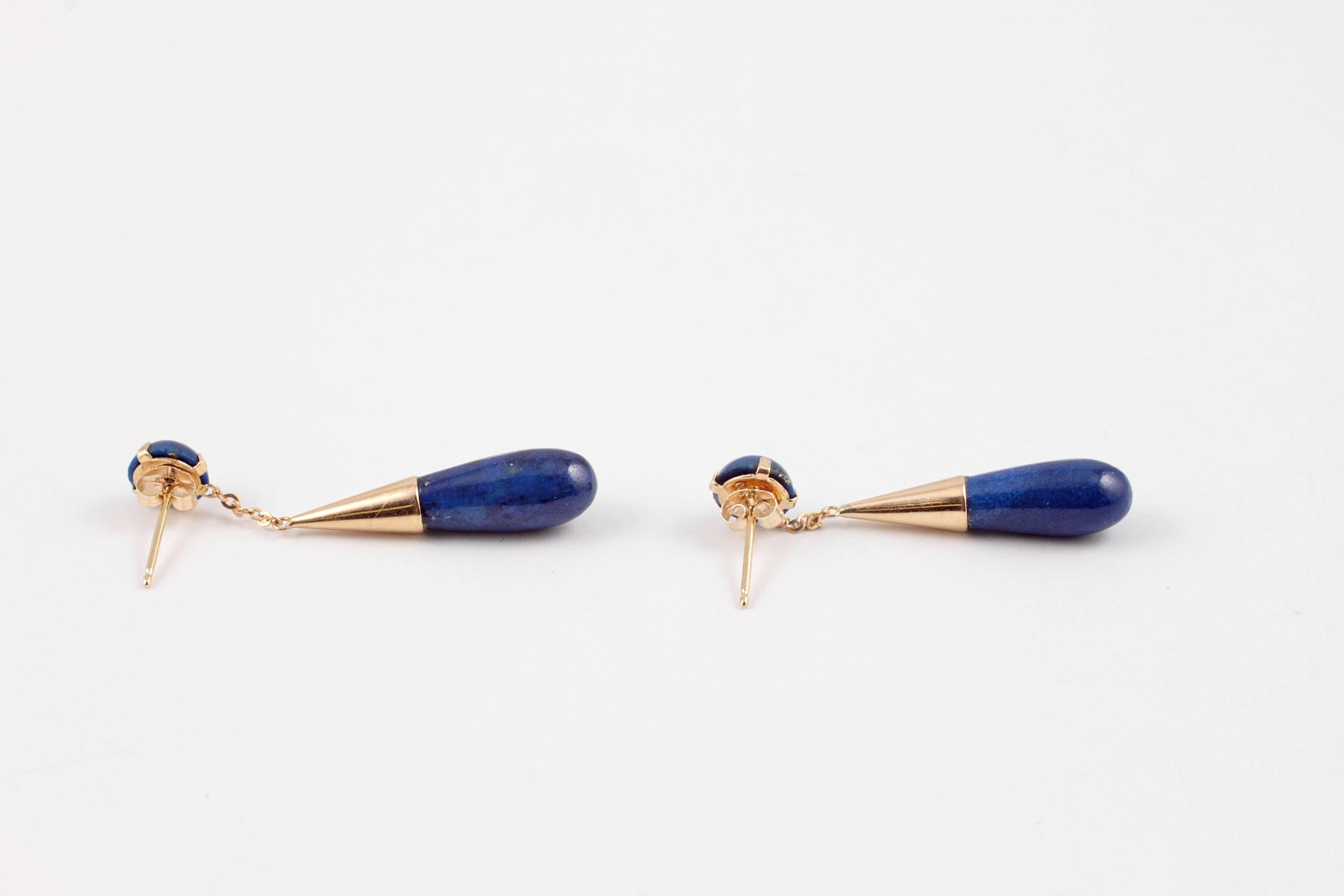 Women's Lapis Lazuli Yellow Gold Drop Earrings