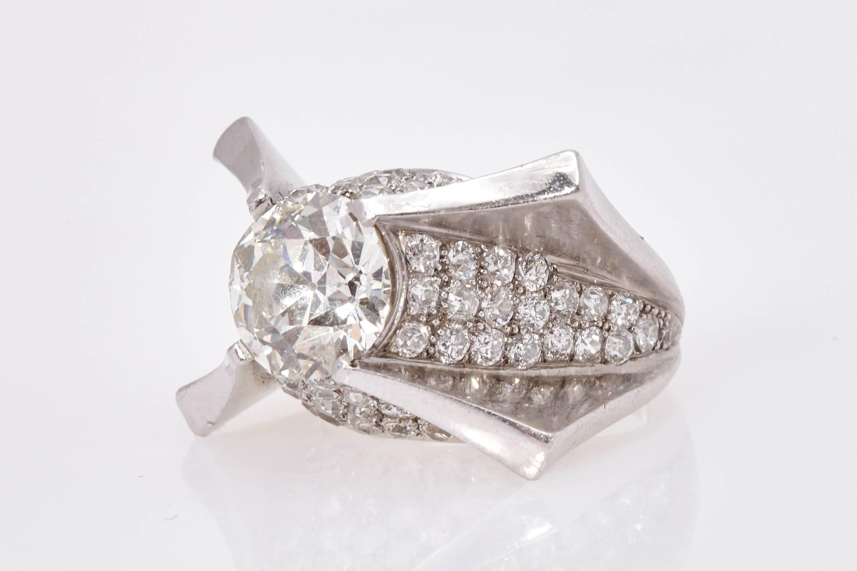 Old Mine Cut Diamond Cocktail Ring For Sale