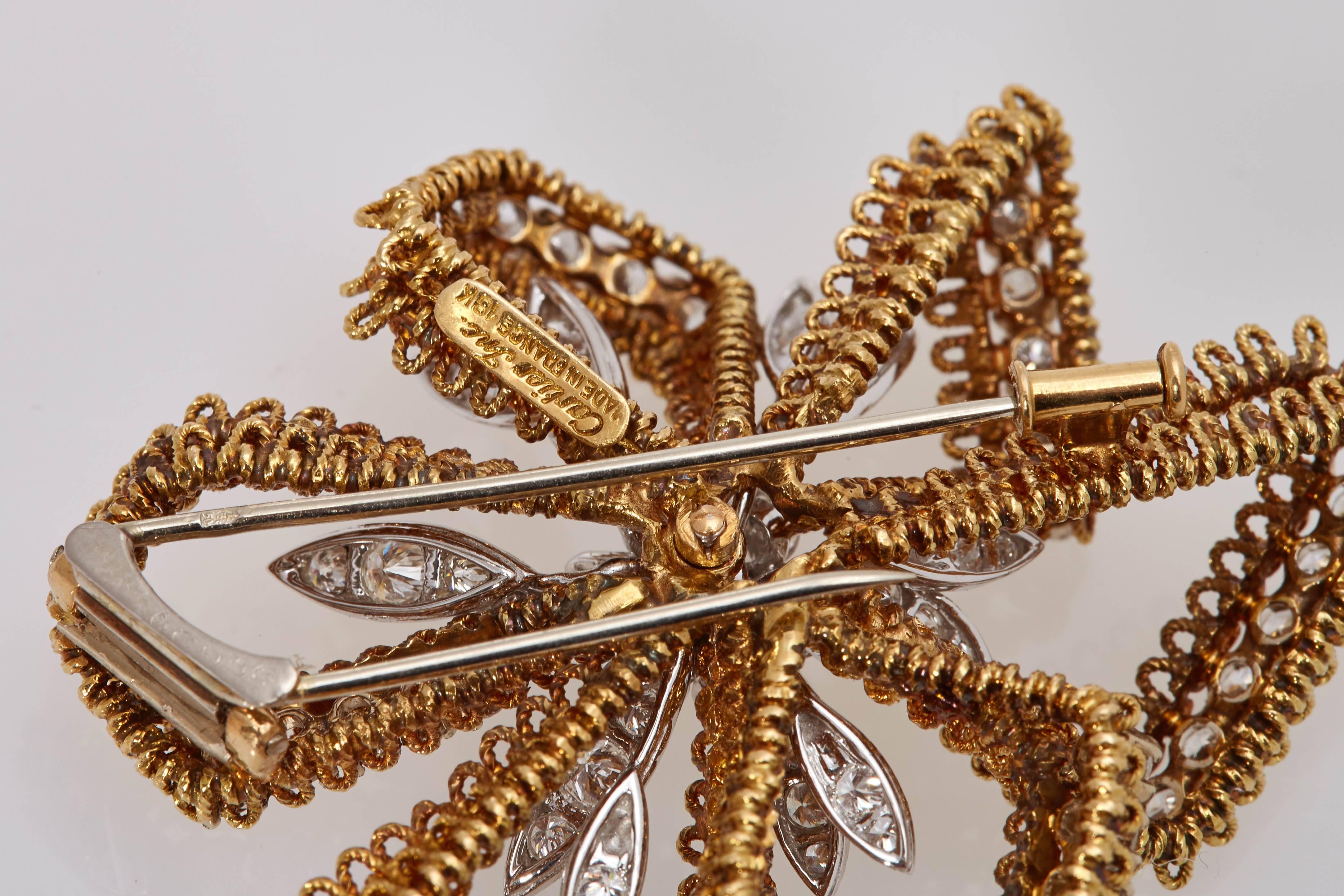 Women's or Men's Cartier Retro Gold Diamond Brooch
