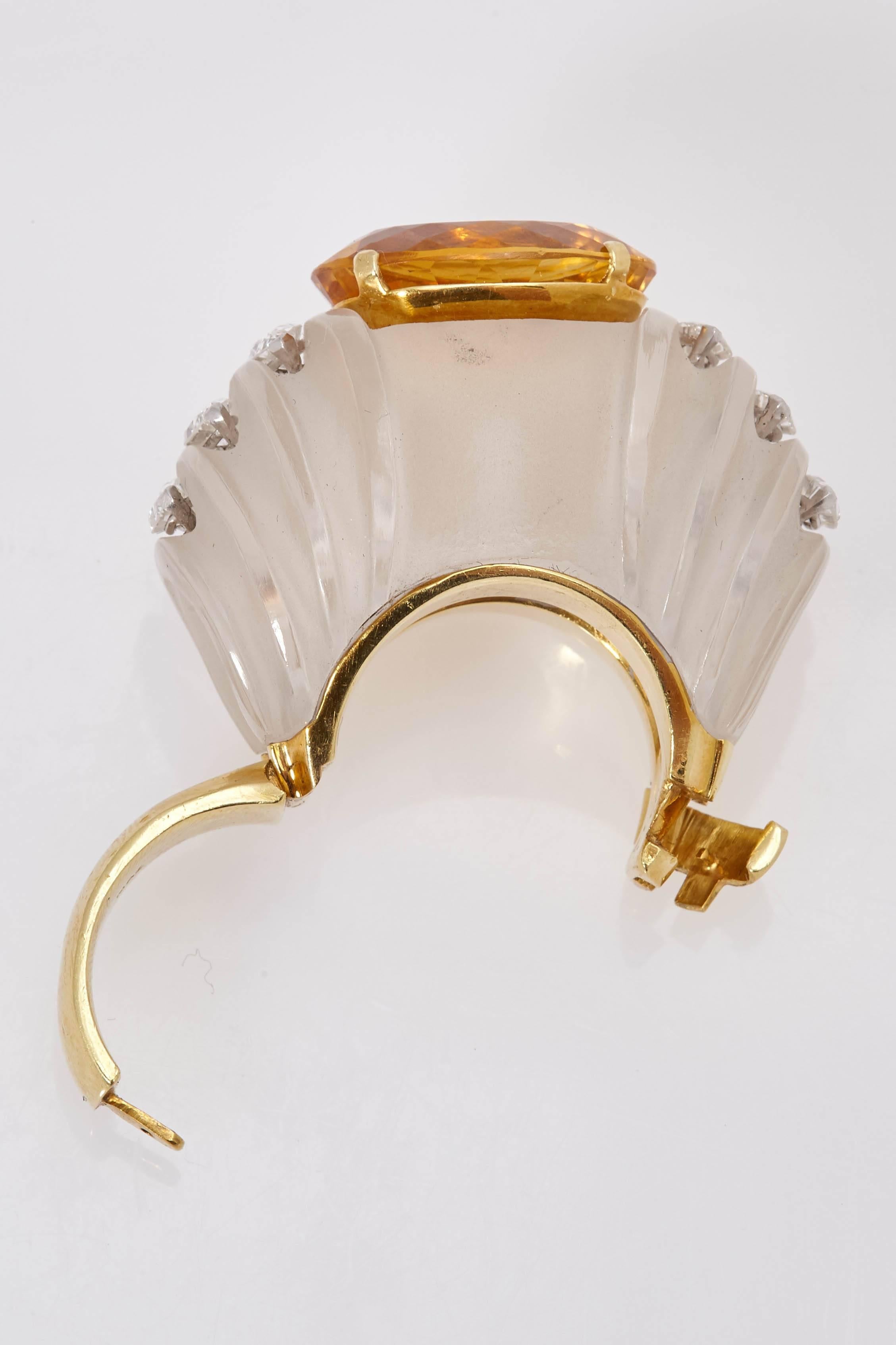 Bergkristall Citrin-Diamant-Ring im Angebot 1