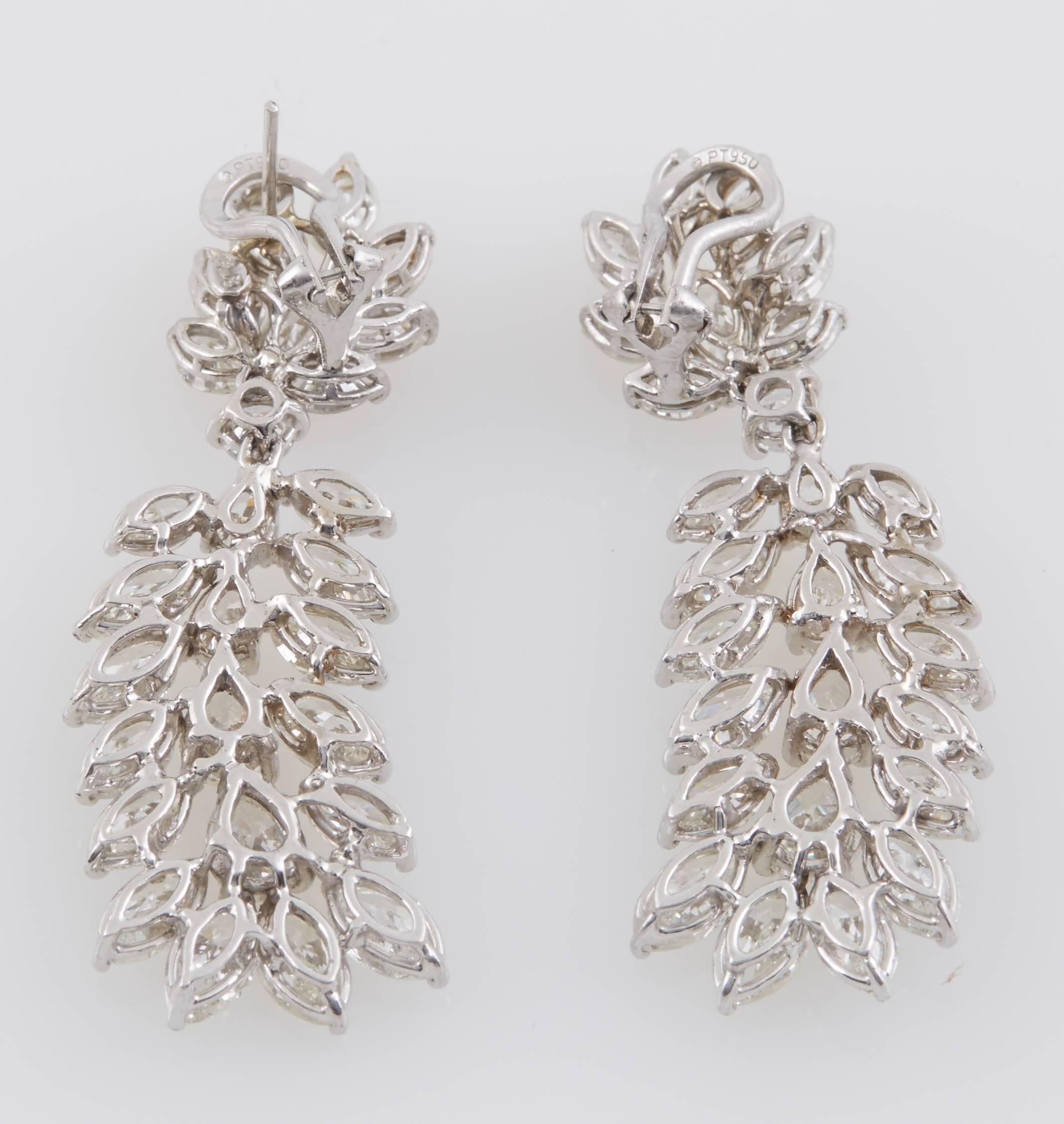 Classic Diamond Platinum Chandelier Earrings 2