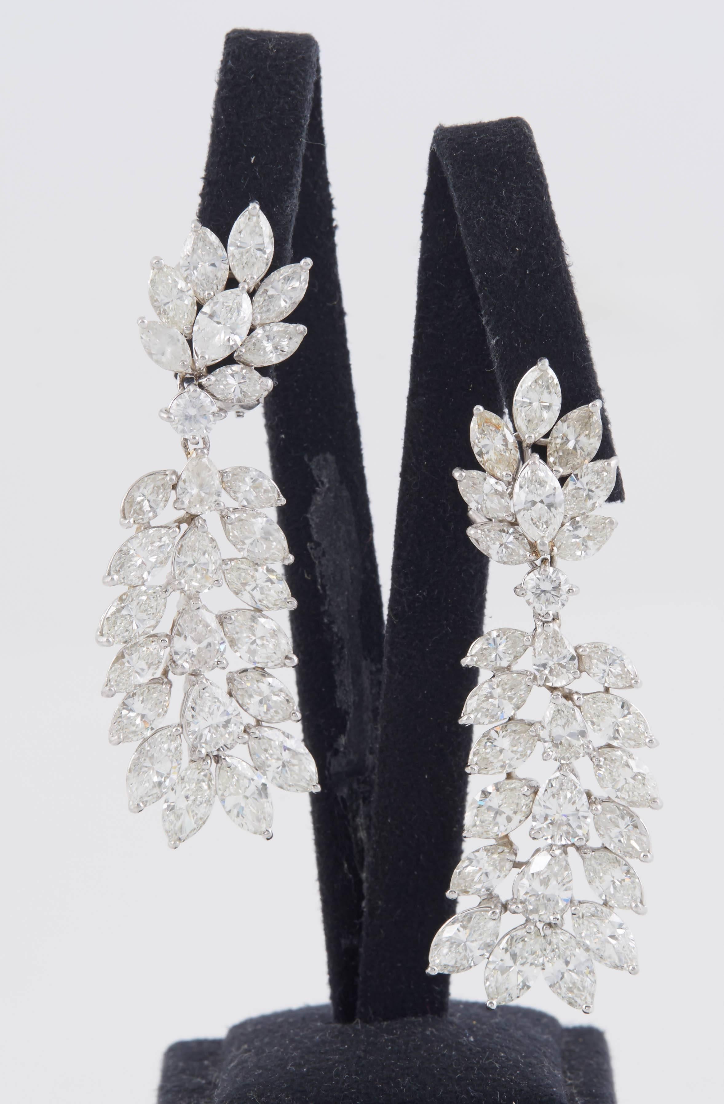 Classic Diamond Platinum Chandelier Earrings 4