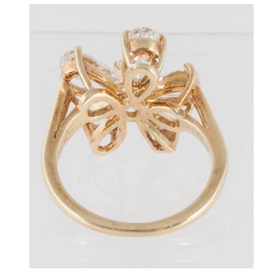 Modern Diamond Clover Leaf Ring Set in 18 Carat Yellow Gold For Sale