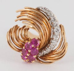 Kutchimsky Ruby Diamond Gold Clip-On Earrings