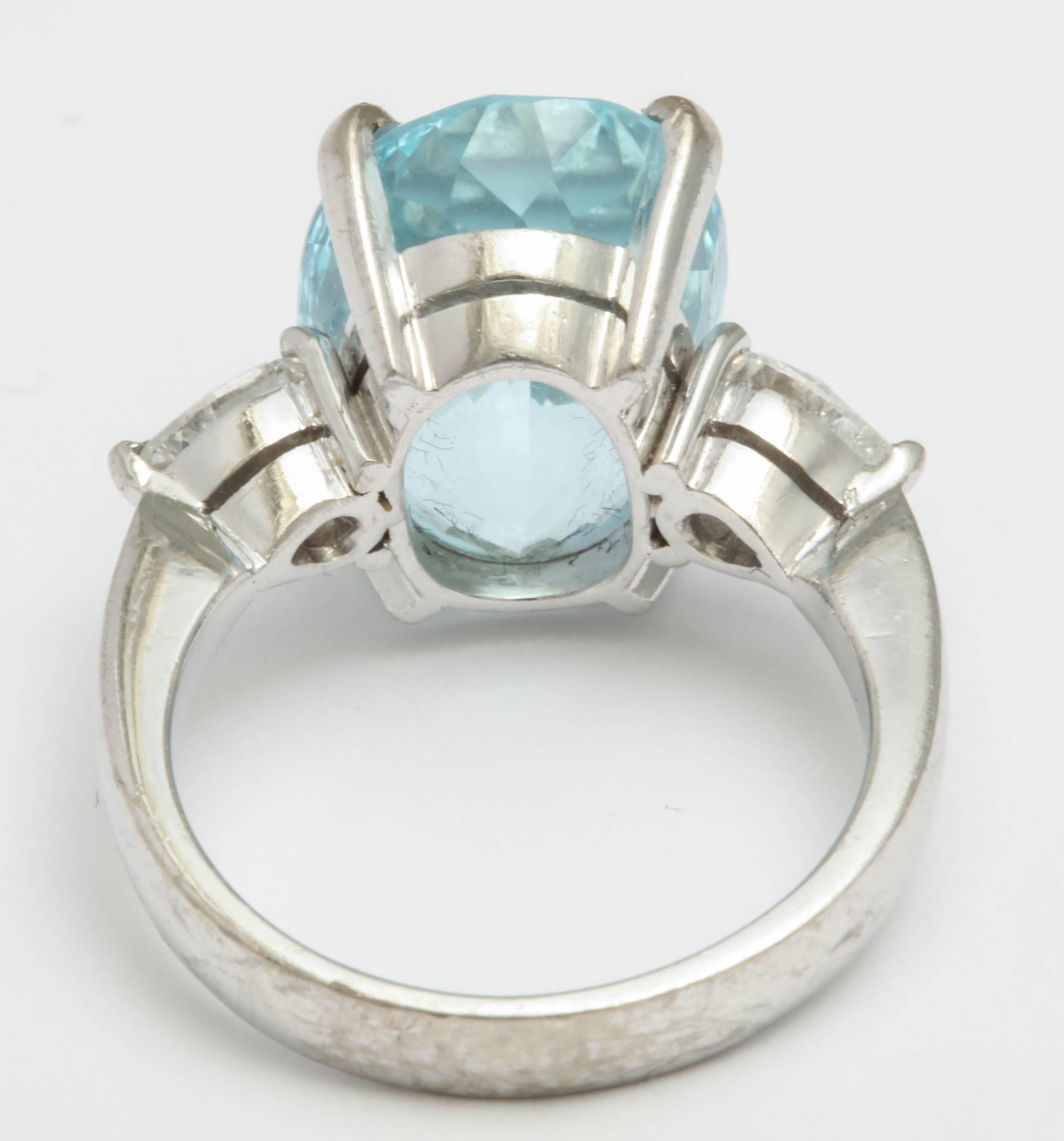 Oval Cut Aquamarine and Diamond Ring