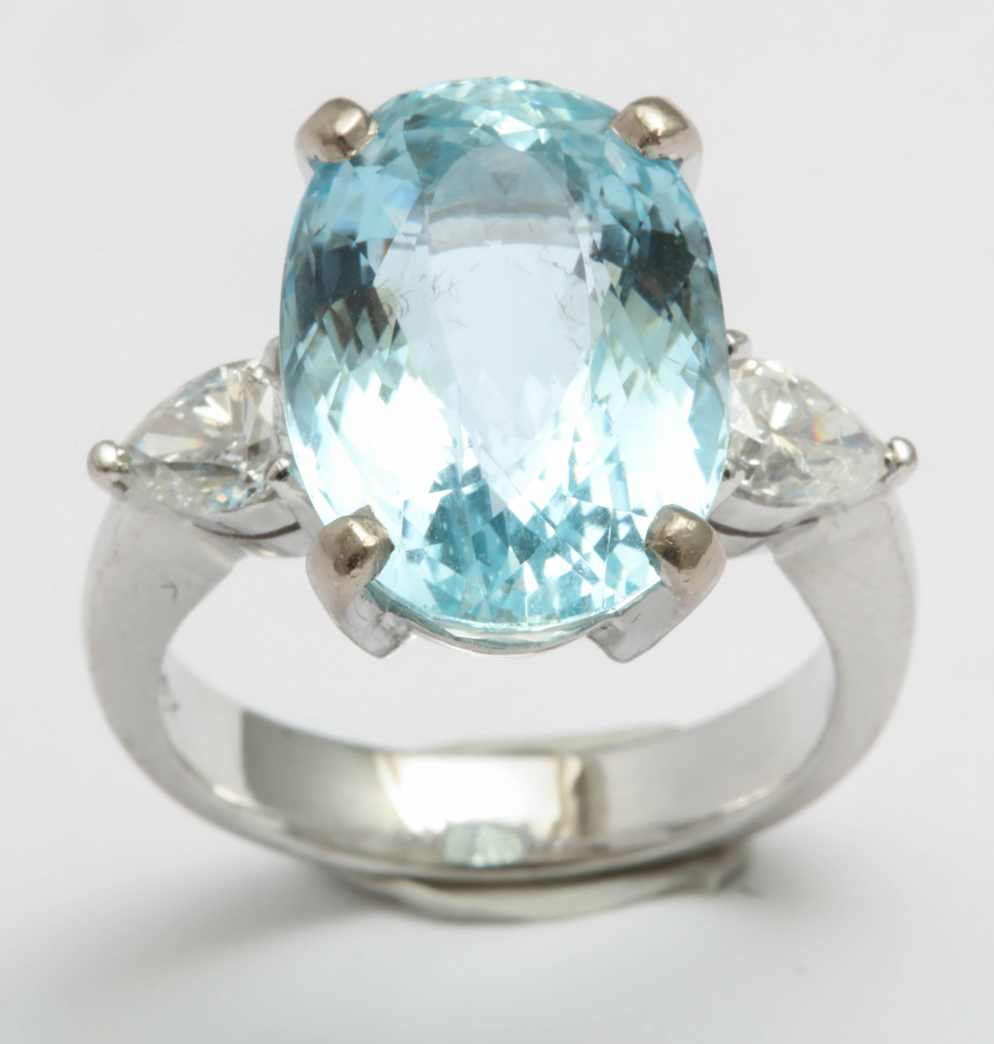 Women's Aquamarine and Diamond Ring