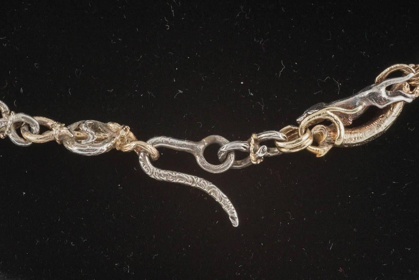 Women's Hunting necklace of Stags, Hounds and Foxes, in silver and gold, 19th century.