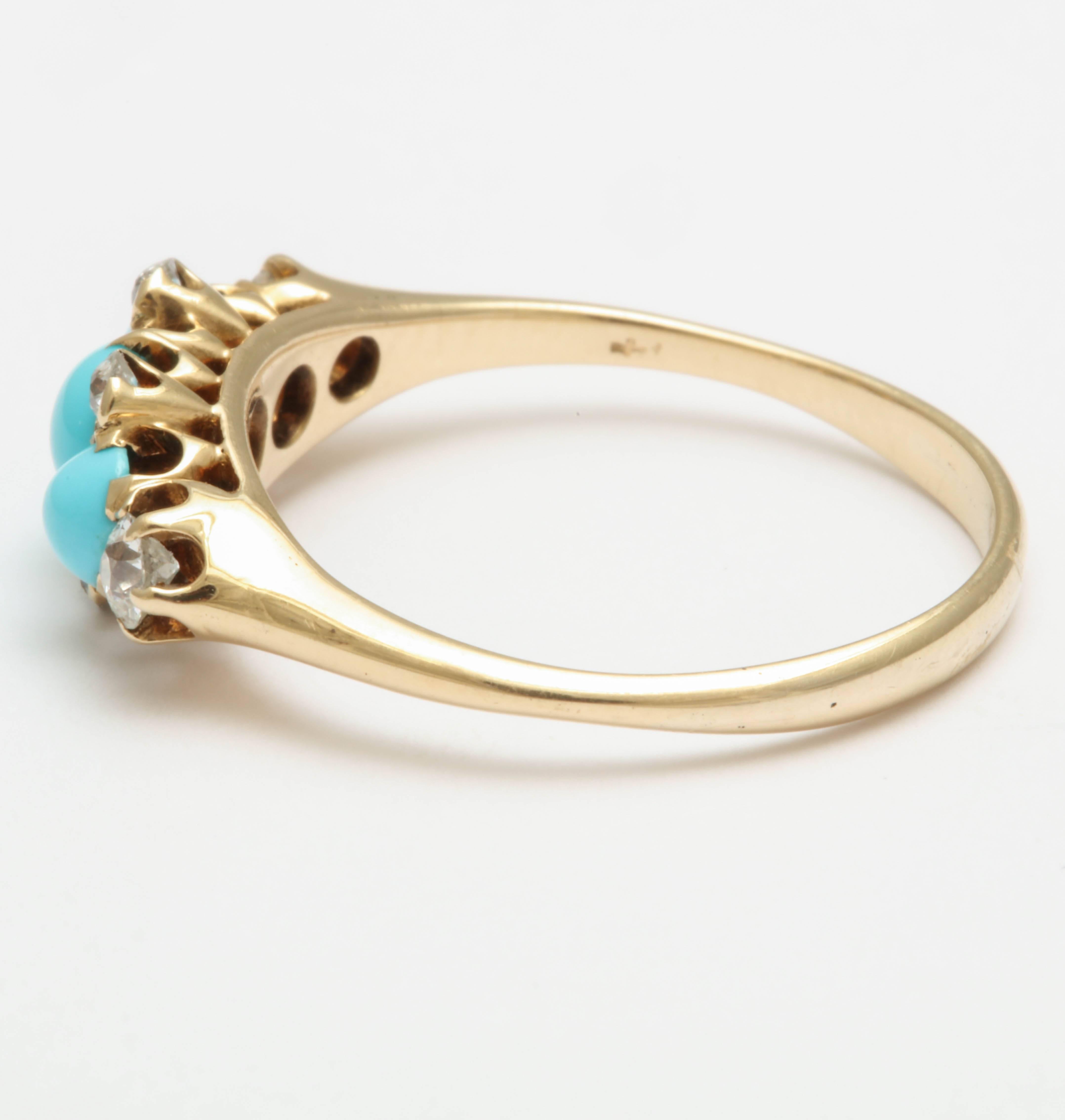 Victorian Turquoise and Diamond Ring 1