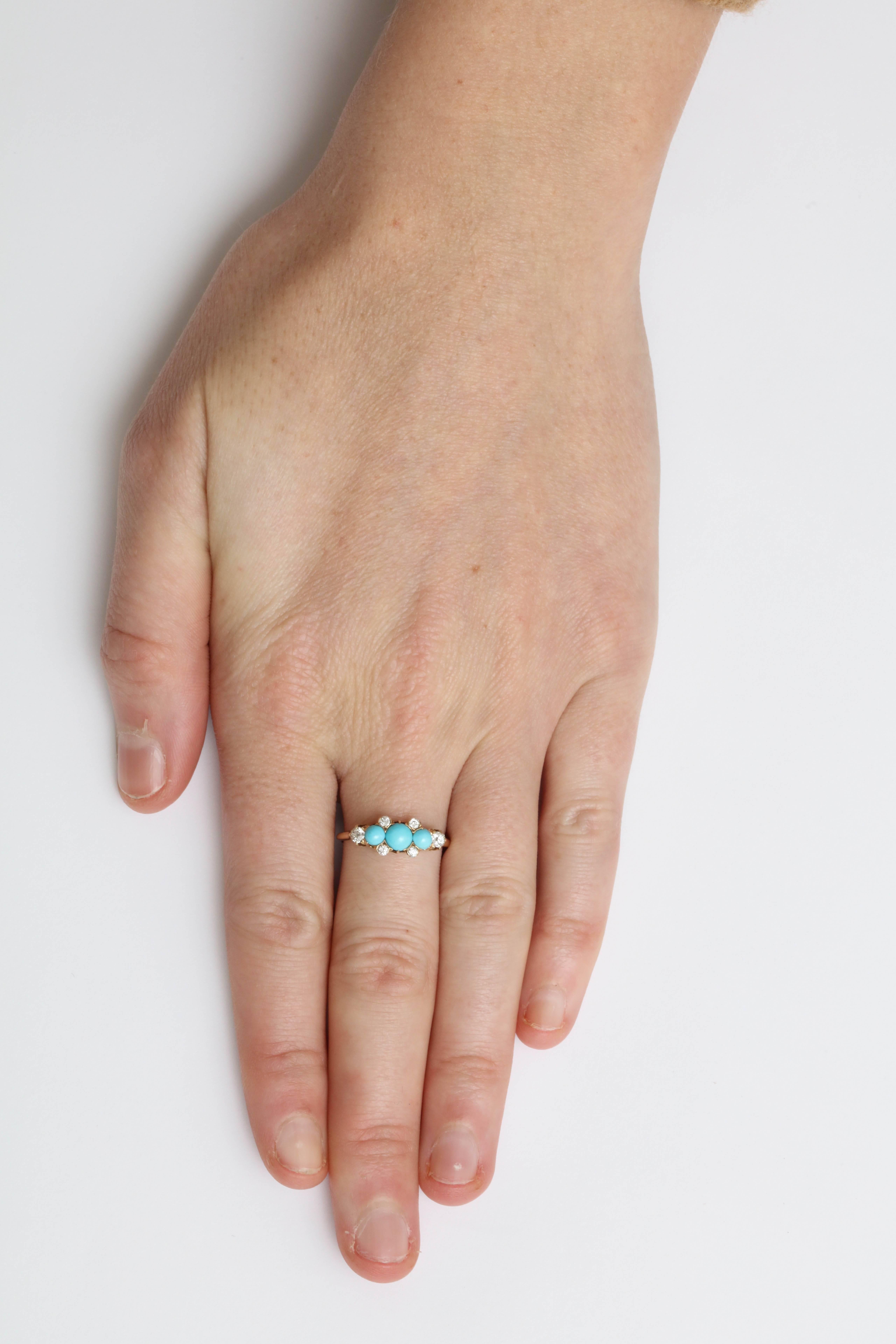 Victorian Turquoise and Diamond Ring 3