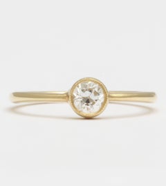 Old European Cut Diamond in Modern Yellow Gold Bezel Set Mount