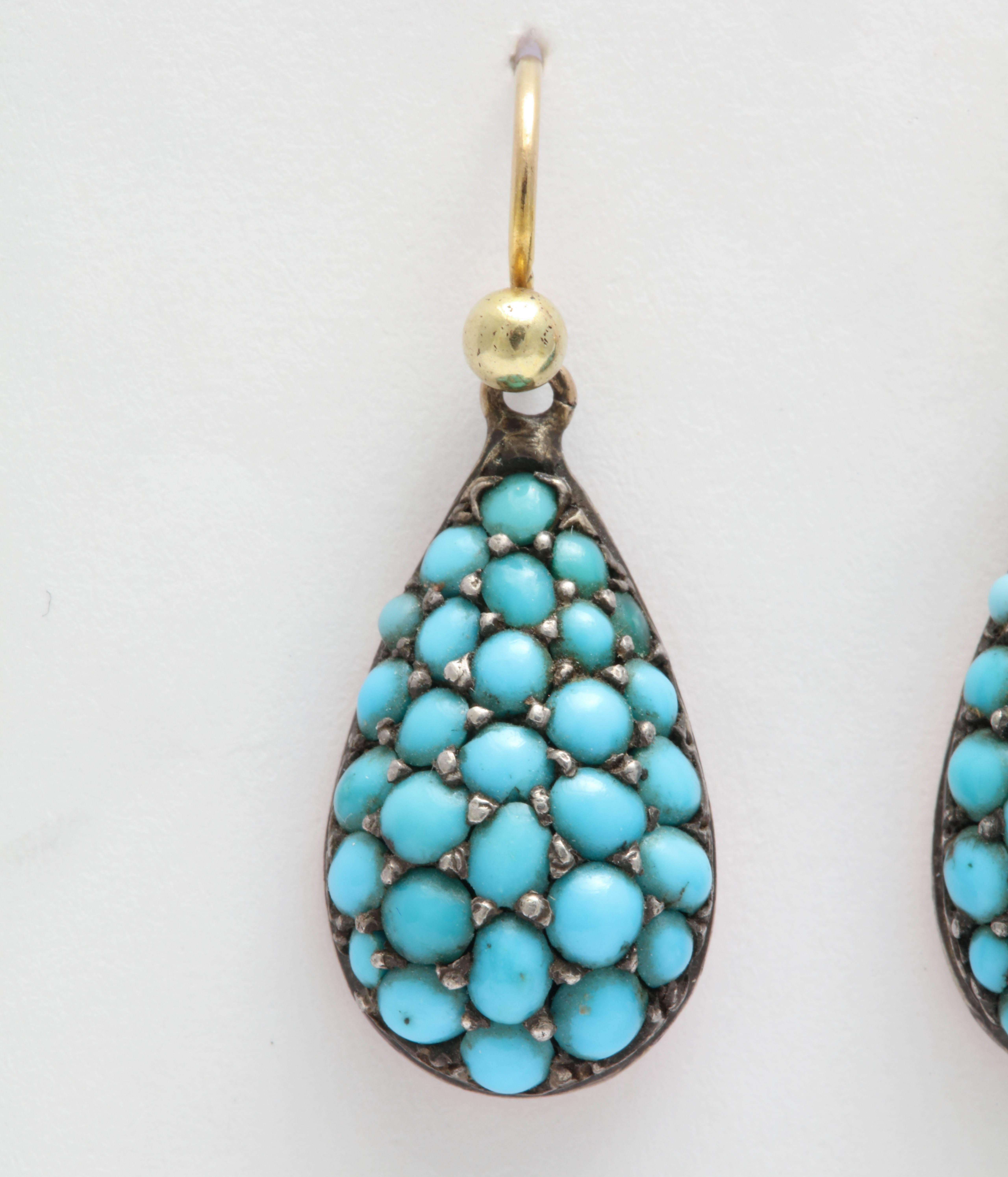 Persian Turquoise Victorian Drop Earrings In Excellent Condition In New York, NY