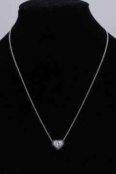 Heart Shaped Diamond Sapphire Gold Necklace GIA Certified
