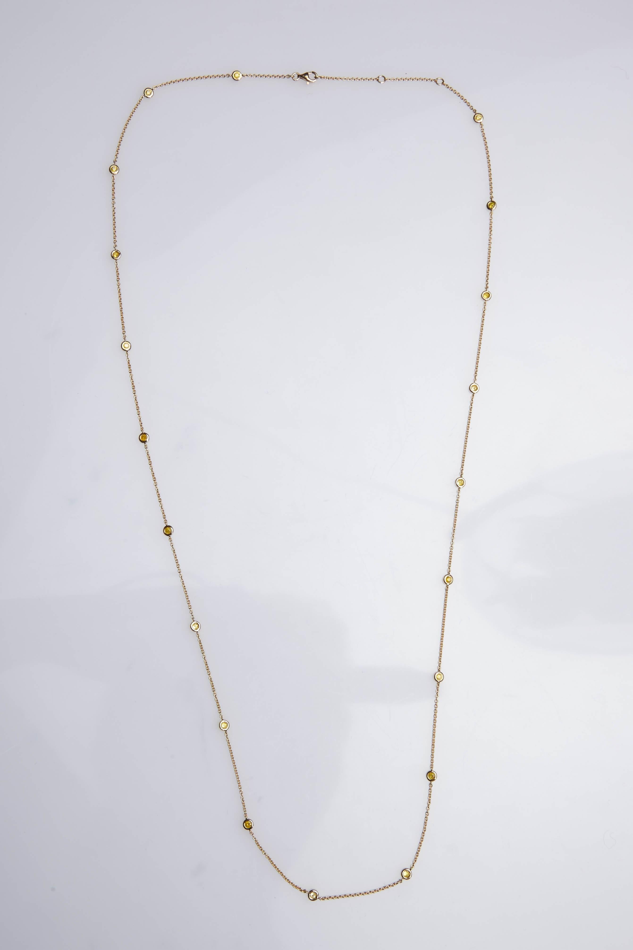 Diamond by the Yard Style Necklace 1.40 Carats in 18 Karat Yellow Gold  For Sale 1