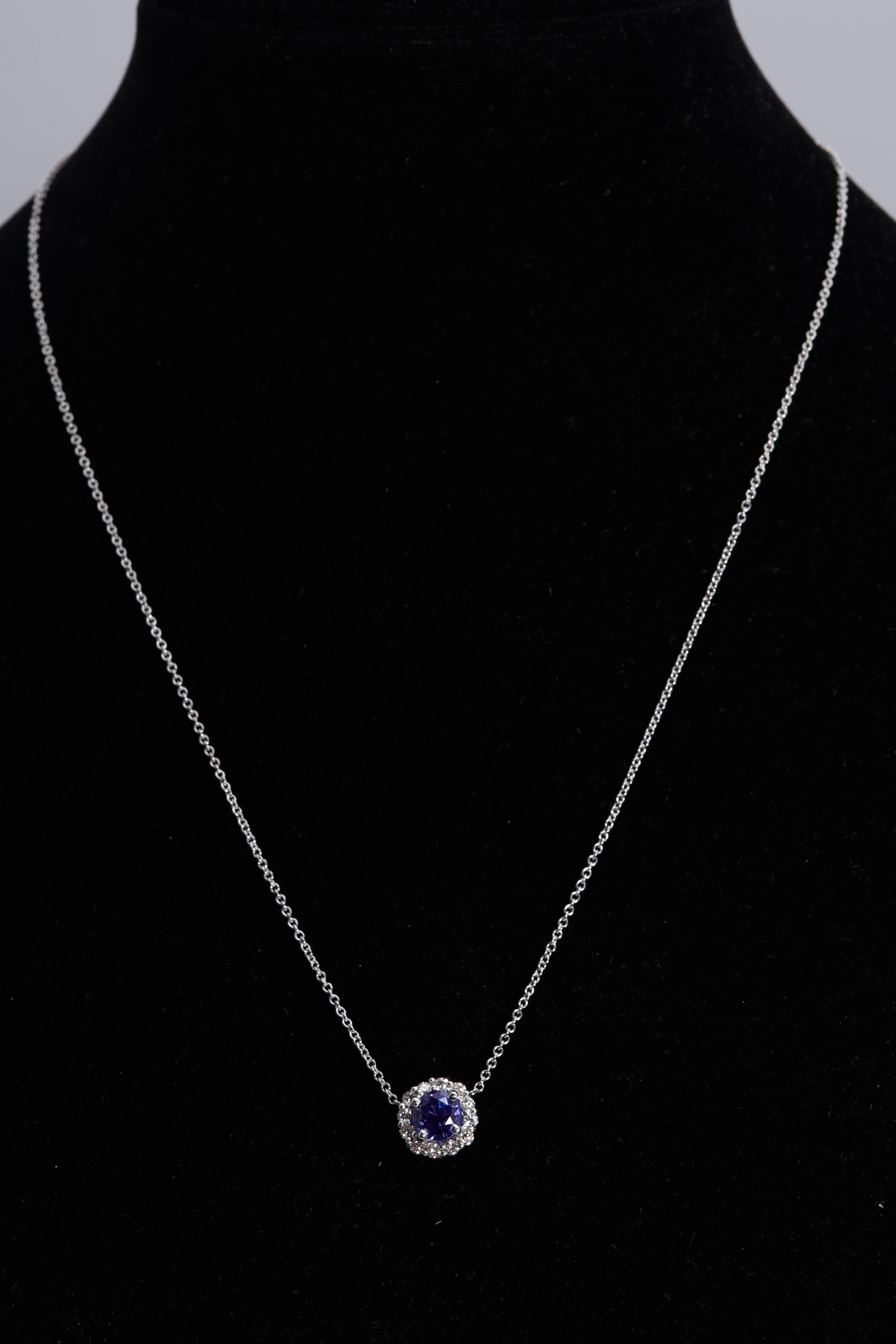 Women's Tanzanite Diamond 14 Karat White Gold Necklace