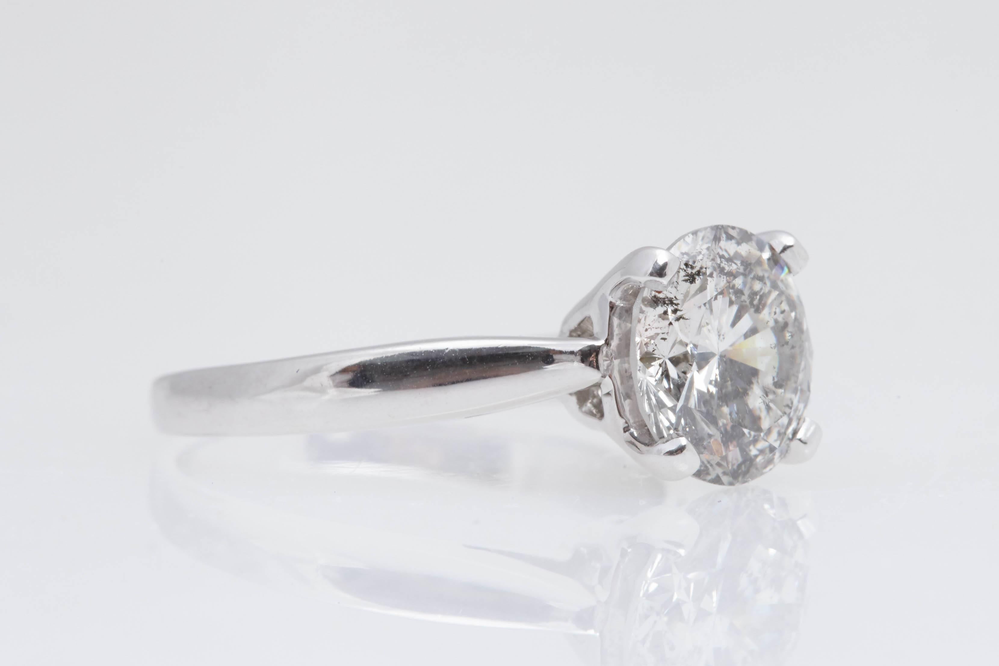 Round Diamond Engagement Ring 2.38 Carat Platinum 1