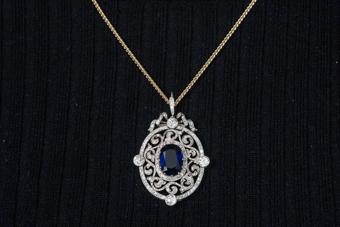 Faberge Moscow 1899  Sapp and Diamond Pendant - Serious offers invited 1
