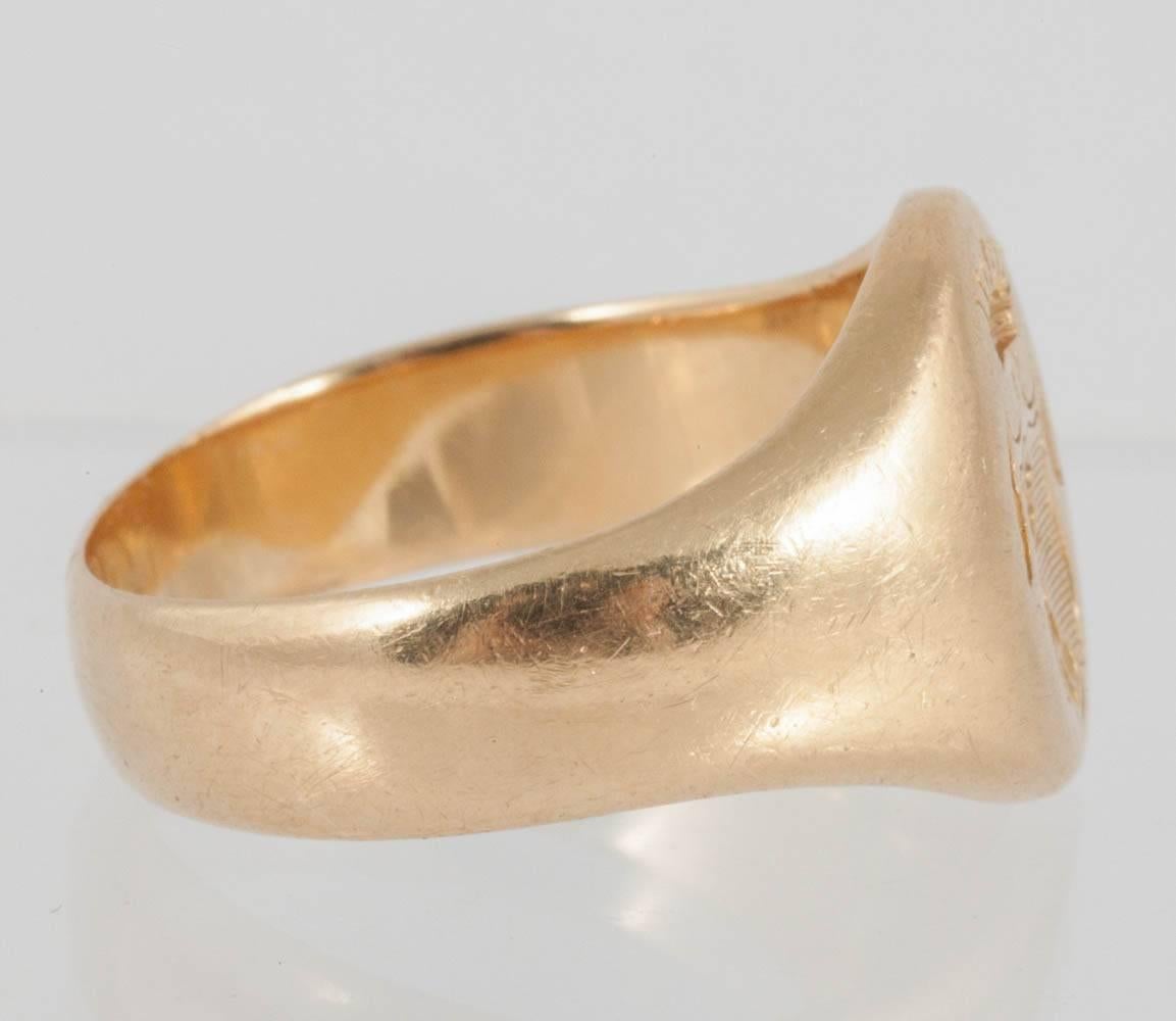 Late Victorian French 19th Century Signet Ring in 18 Carat Gold